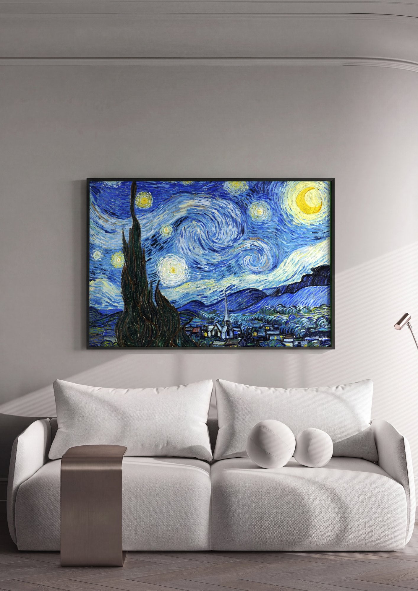 Quadro Decorativo A Noite Estrelada - Van Gogh em ambiente decorado
