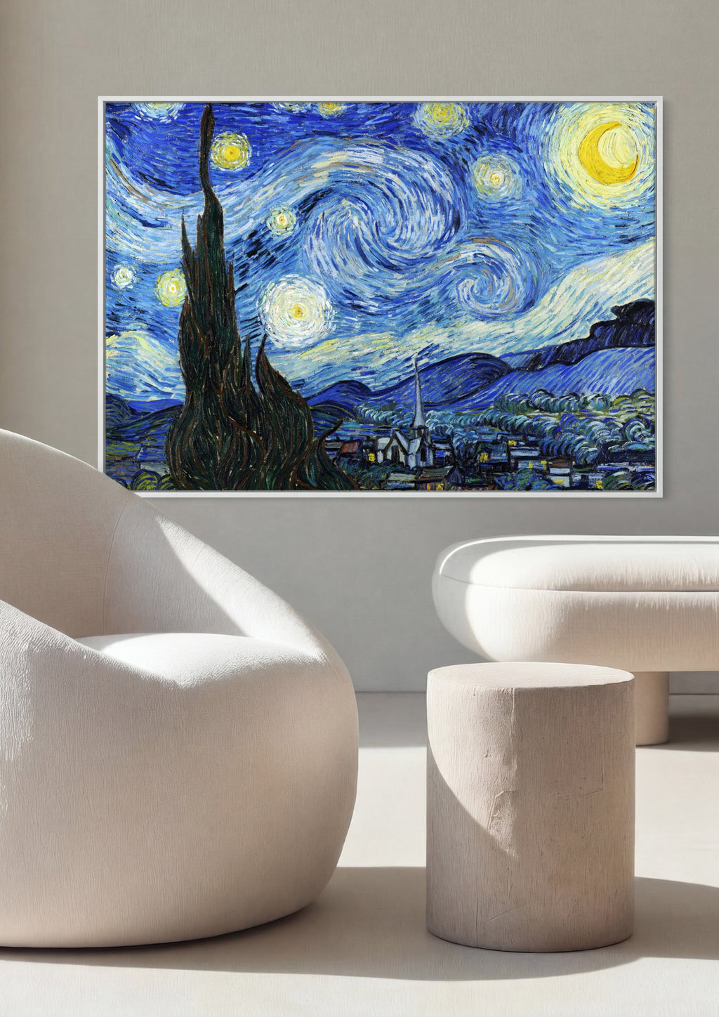 Quadro Decorativo A Noite Estrelada - Van Gogh em ambiente decorado