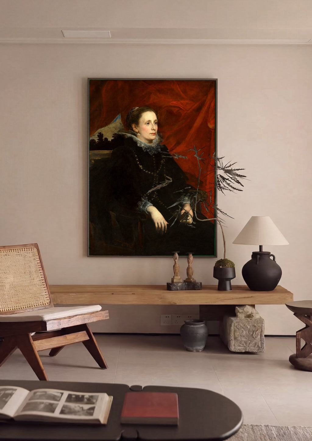 Quadro Decorativo Retrato de Mulher - Van Dyck em ambiente decorado