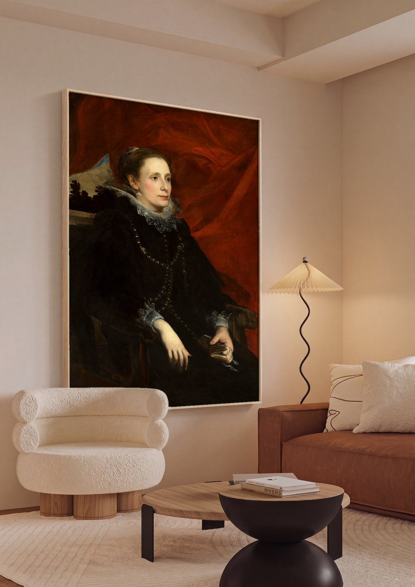 Quadro Decorativo Retrato de Mulher - Van Dyck em ambiente decorado