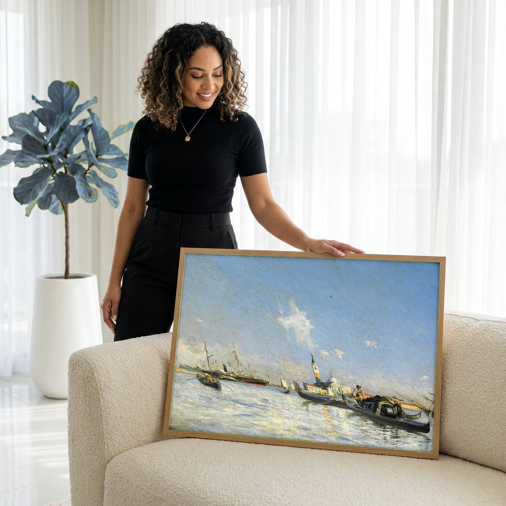 Quadro Decorativo Canal de Veneza - Giovanni Boldini com modelo em ambiente