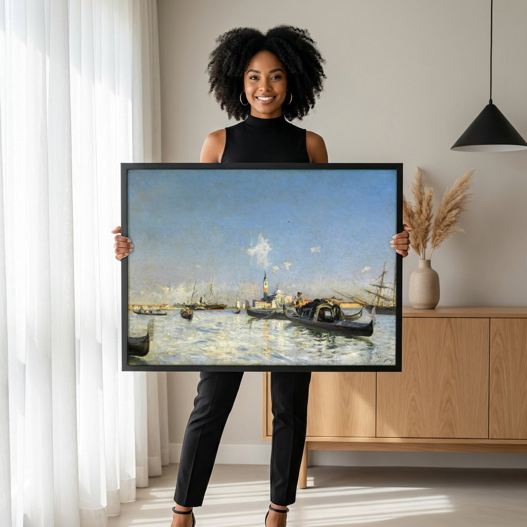 Quadro Decorativo Canal de Veneza - Giovanni Boldini com modelo em ambiente