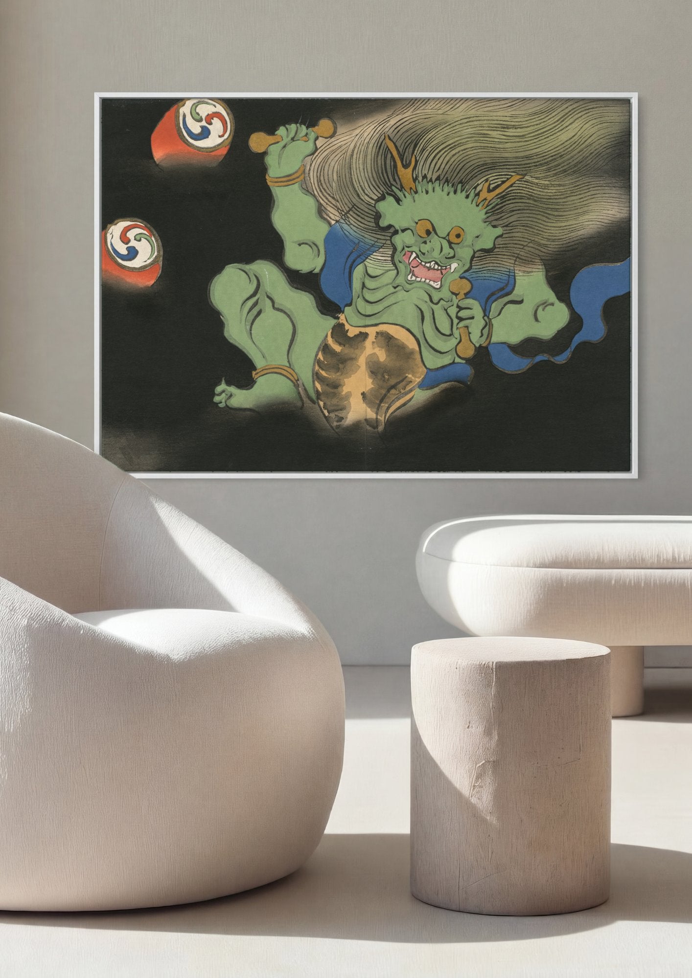 Quadro Decorativo Raijin (Deus do Trovão) - Kamisaka Sekka em ambiente decorado