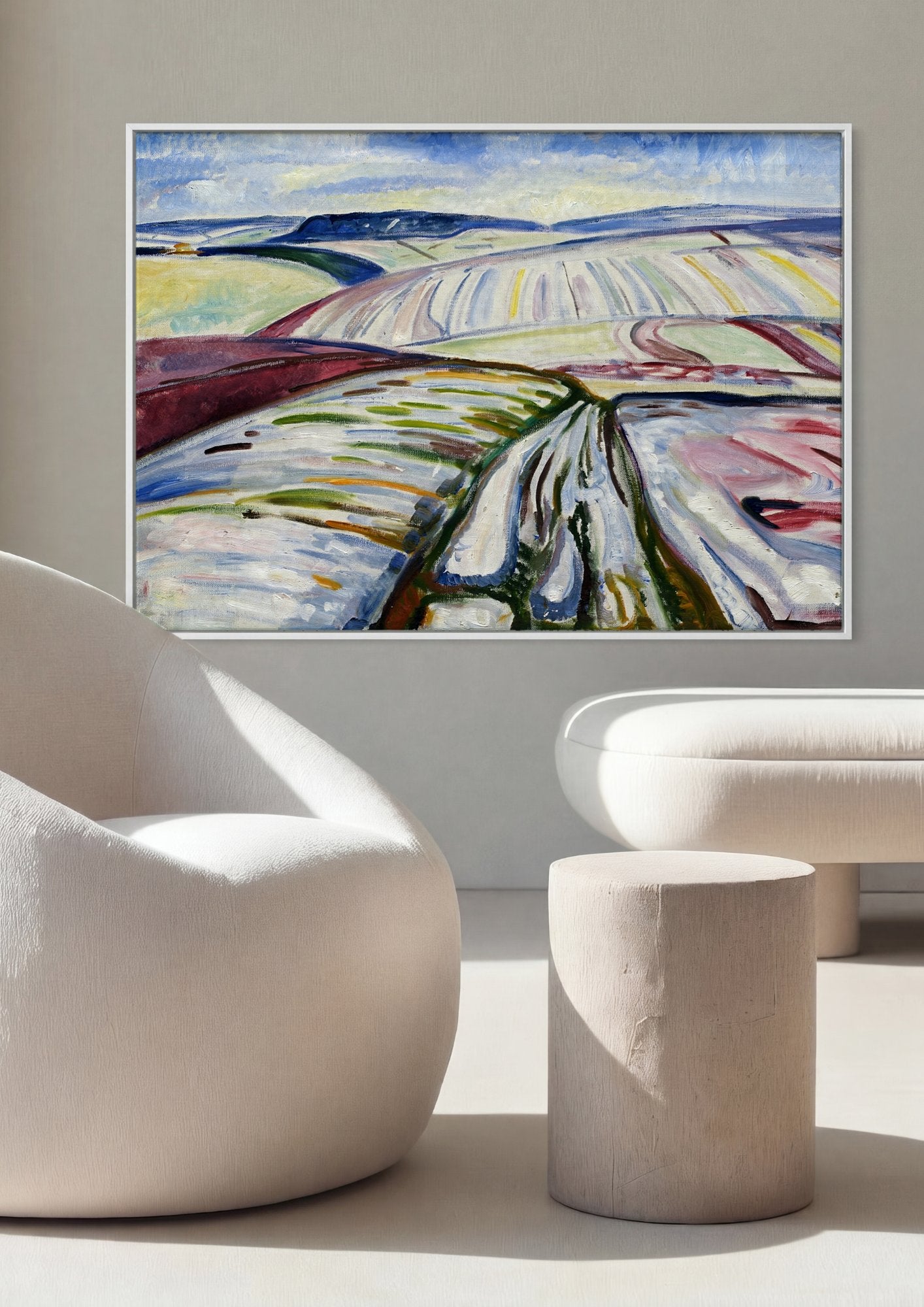 Quadro Decorativo Campo de Inverno - Edvard Munch em ambiente decorado
