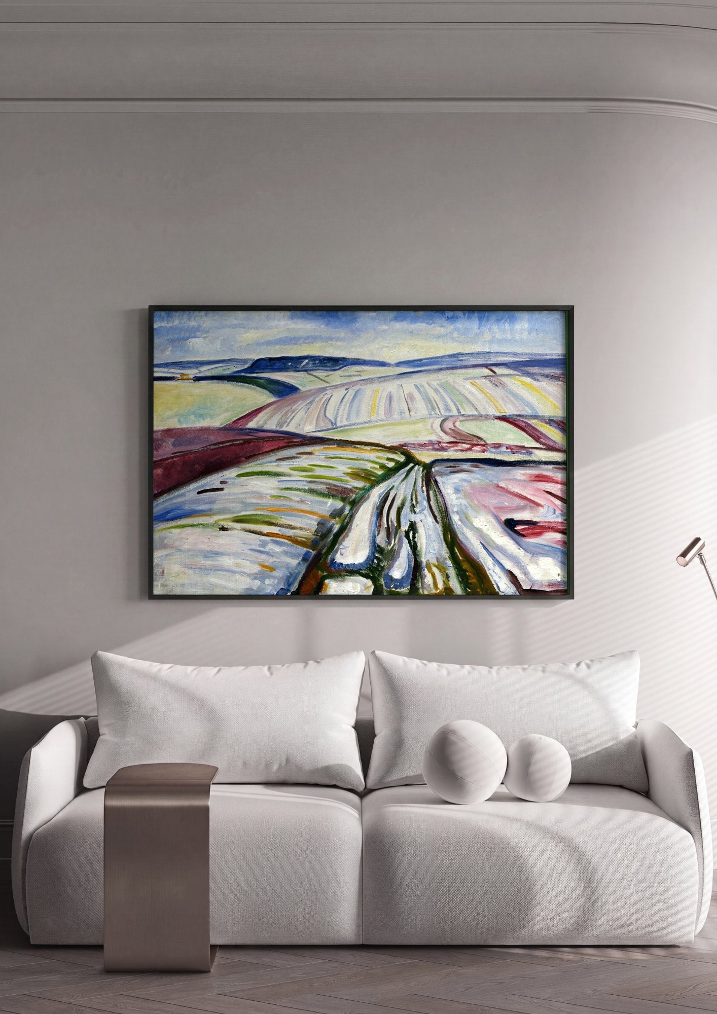 Quadro Decorativo Campo de Inverno - Edvard Munch em ambiente decorado