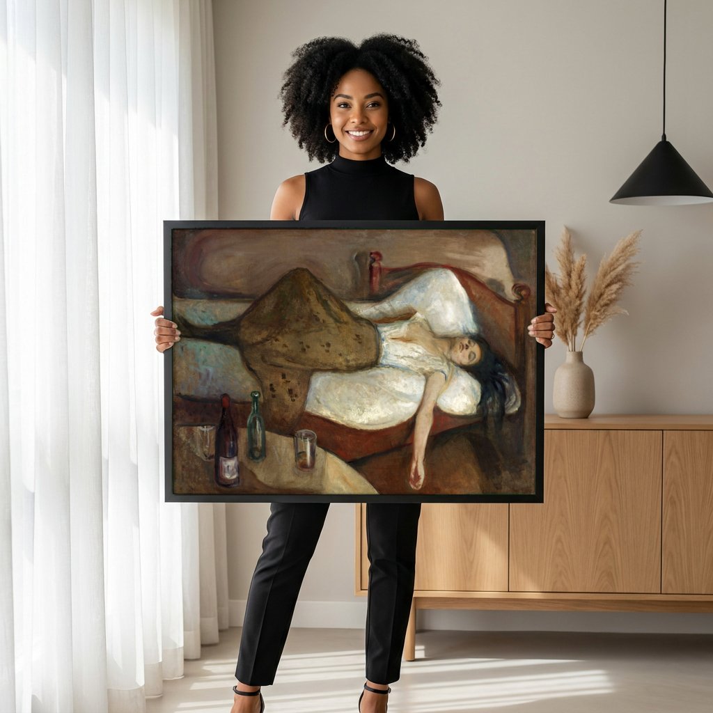 Quadro Decorativo A Morte de Marat - Edvard Munch com modelo em ambiente