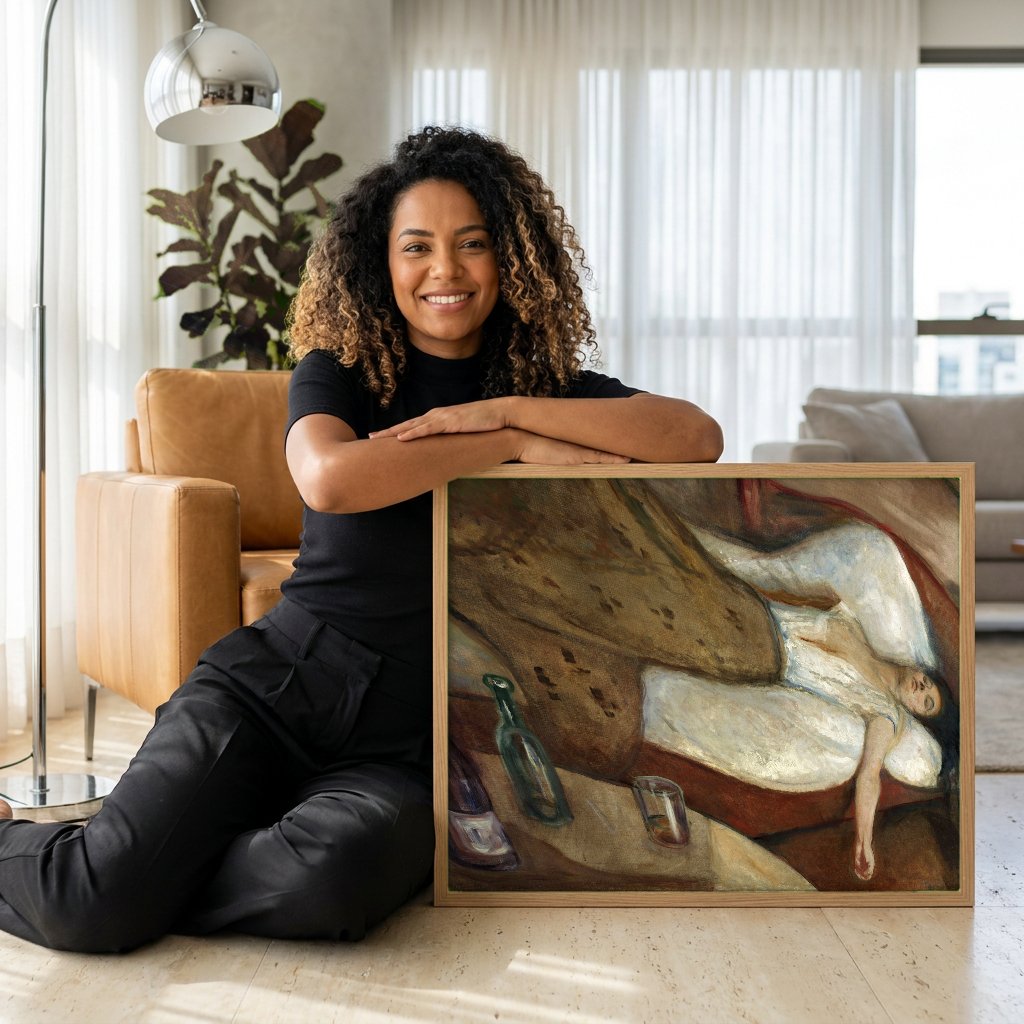 Quadro Decorativo A Morte de Marat - Edvard Munch com modelo em ambiente