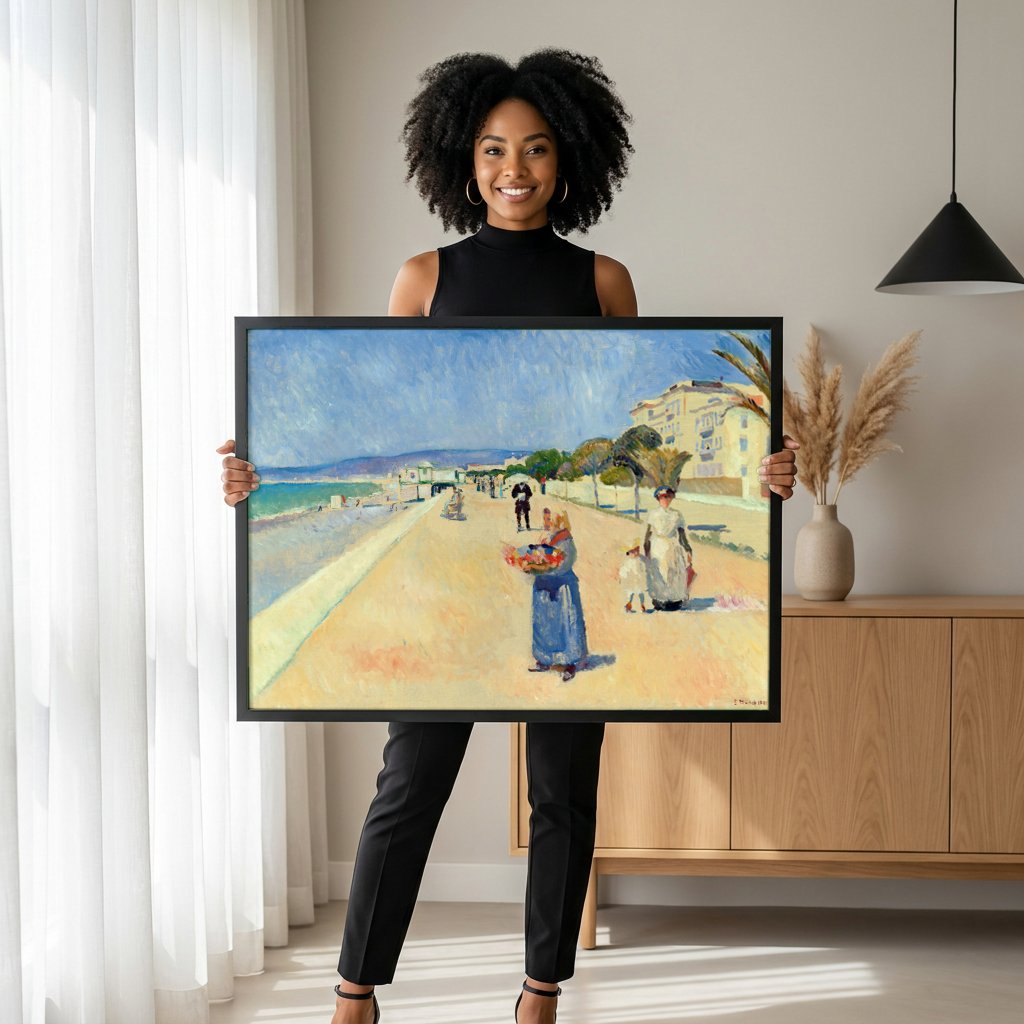 Quadro Decorativo Praia Ensolarada - Edvard Munch com modelo em ambiente