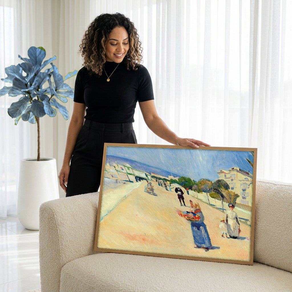 Quadro Decorativo Praia Ensolarada - Edvard Munch com modelo em ambiente
