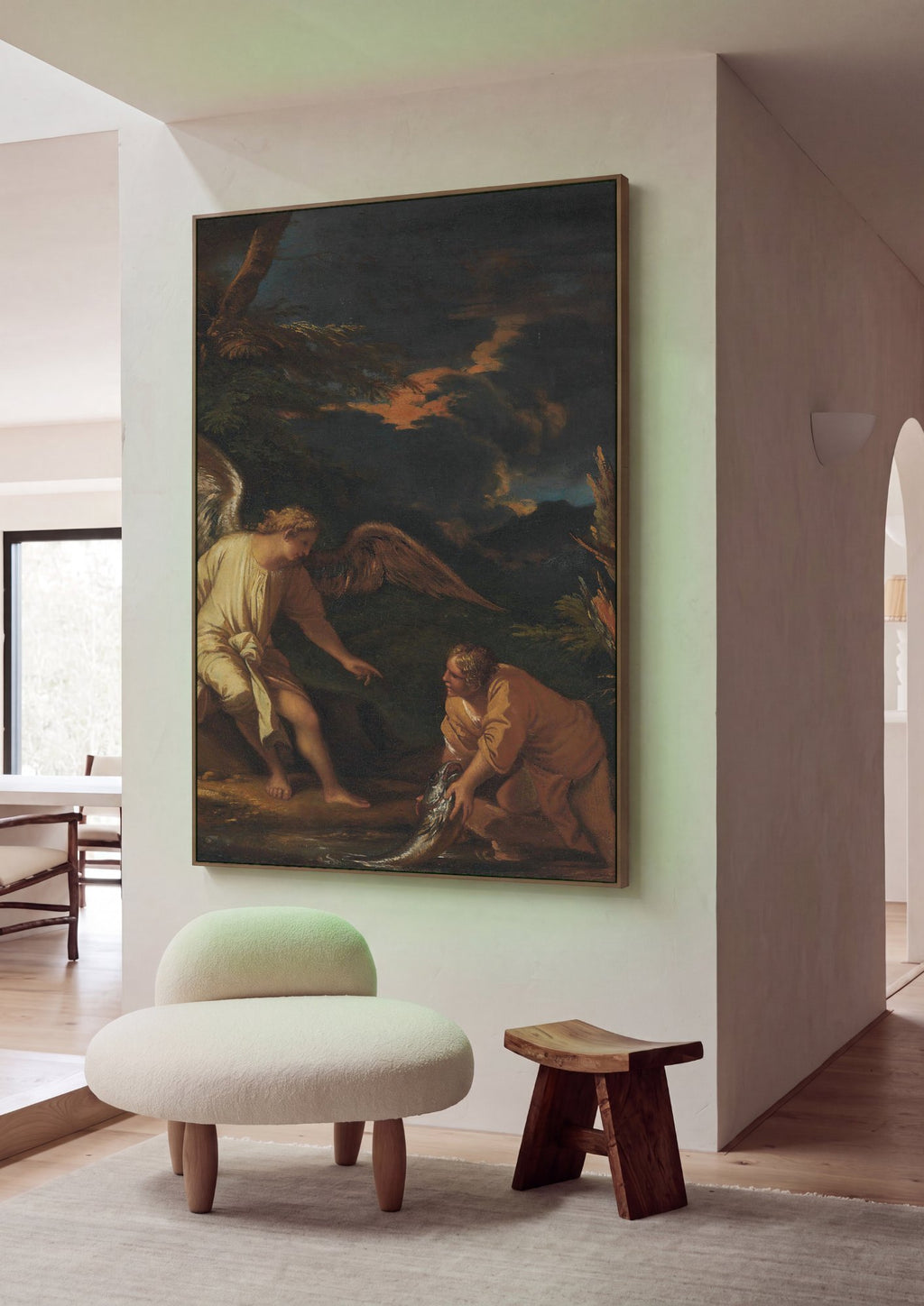 Quadro Decorativo Tobias e o Anjo - Salvator Rosa em ambiente decorado