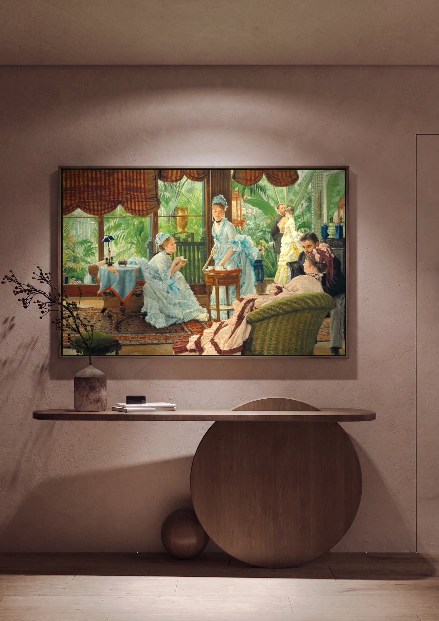 Quadro Decorativo A Estufa (The Conservatory) - James Tissot em ambiente decorado