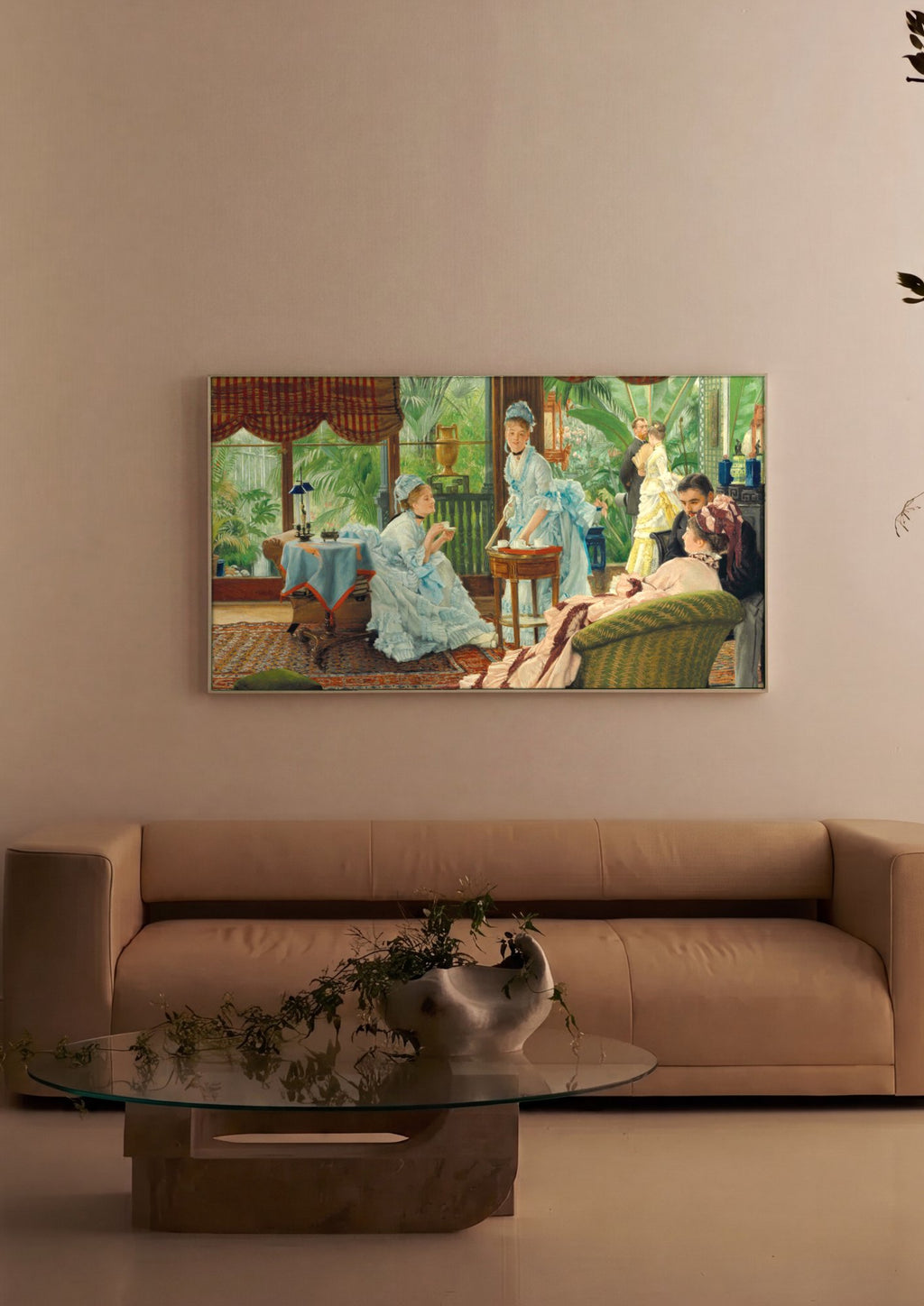 Quadro Decorativo A Estufa (The Conservatory) - James Tissot em ambiente decorado