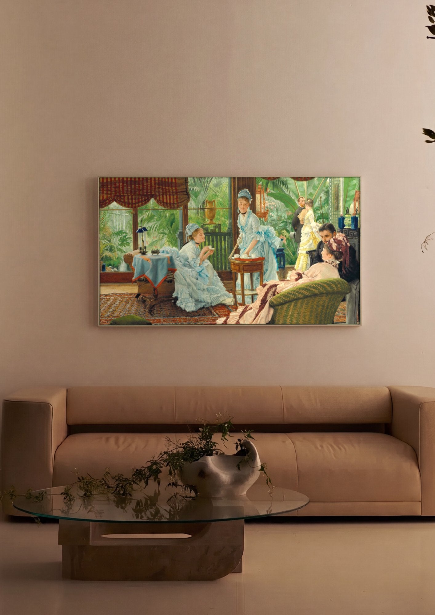Quadro Decorativo A Estufa (The Conservatory) - James Tissot em ambiente decorado