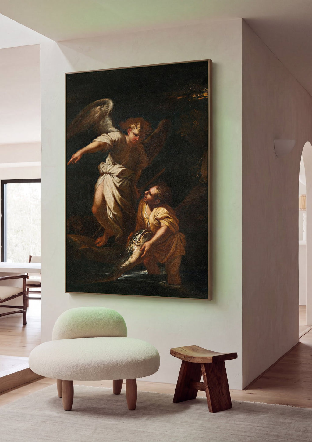 Quadro Decorativo Tobias e o Anjo - Salvator Rosa em ambiente decorado