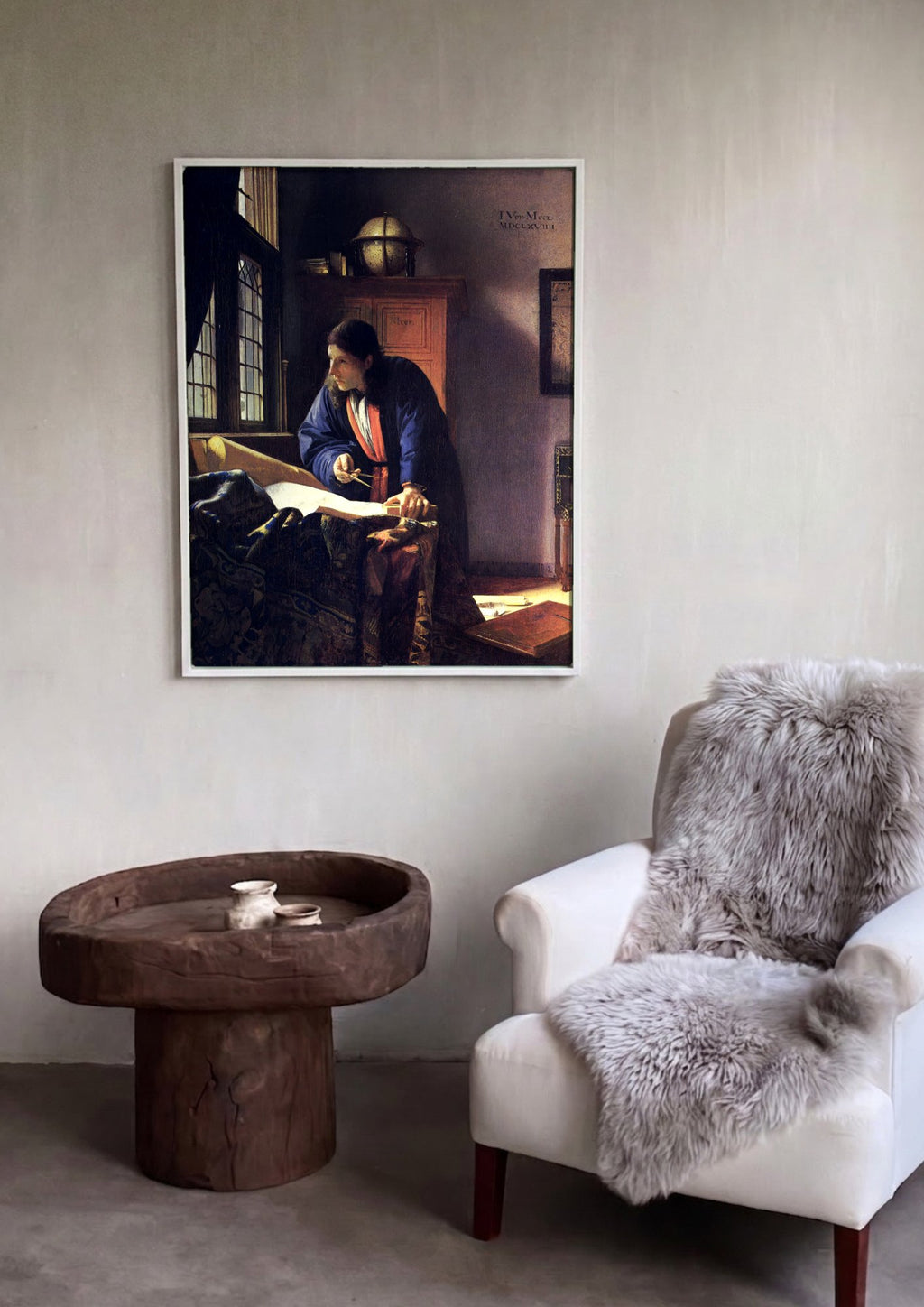 Quadro Decorativo O Geógrafo - Johannes Vermeer em ambiente decorado