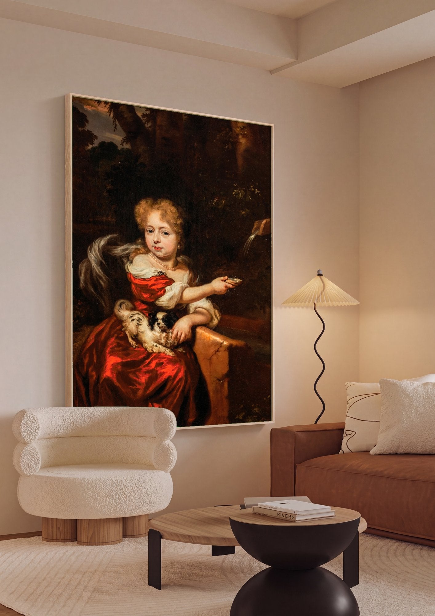 Quadro Decorativo A Menina do Vestido Vermelho - Nicolaes Maes em ambiente decorado
