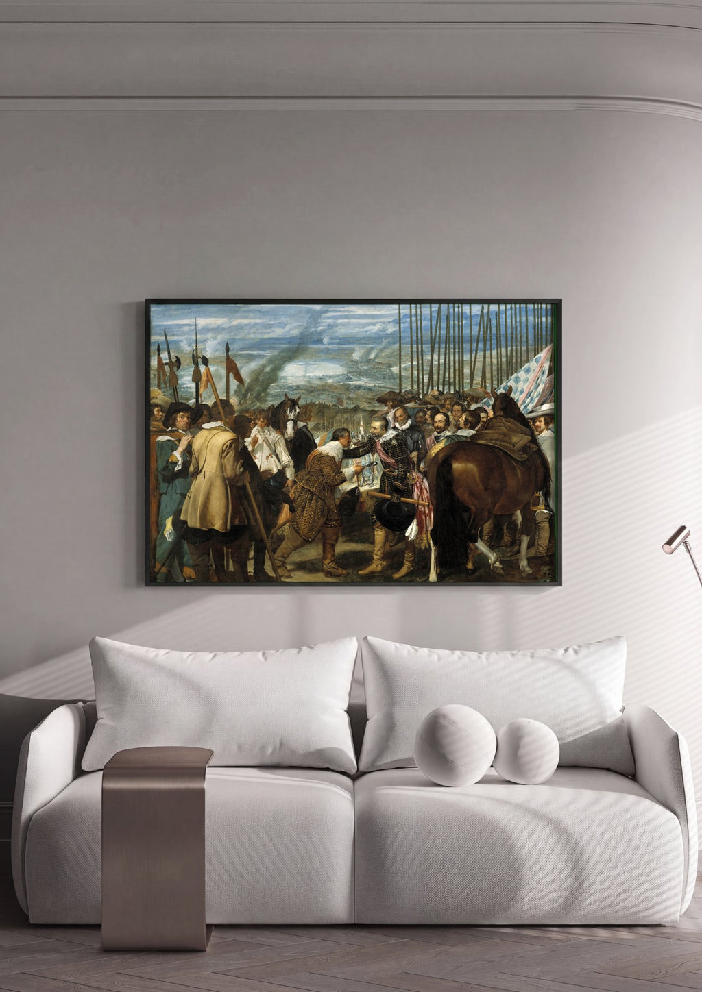 Quadro Decorativo A Rendição de Breda - Velázquez em ambiente decorado