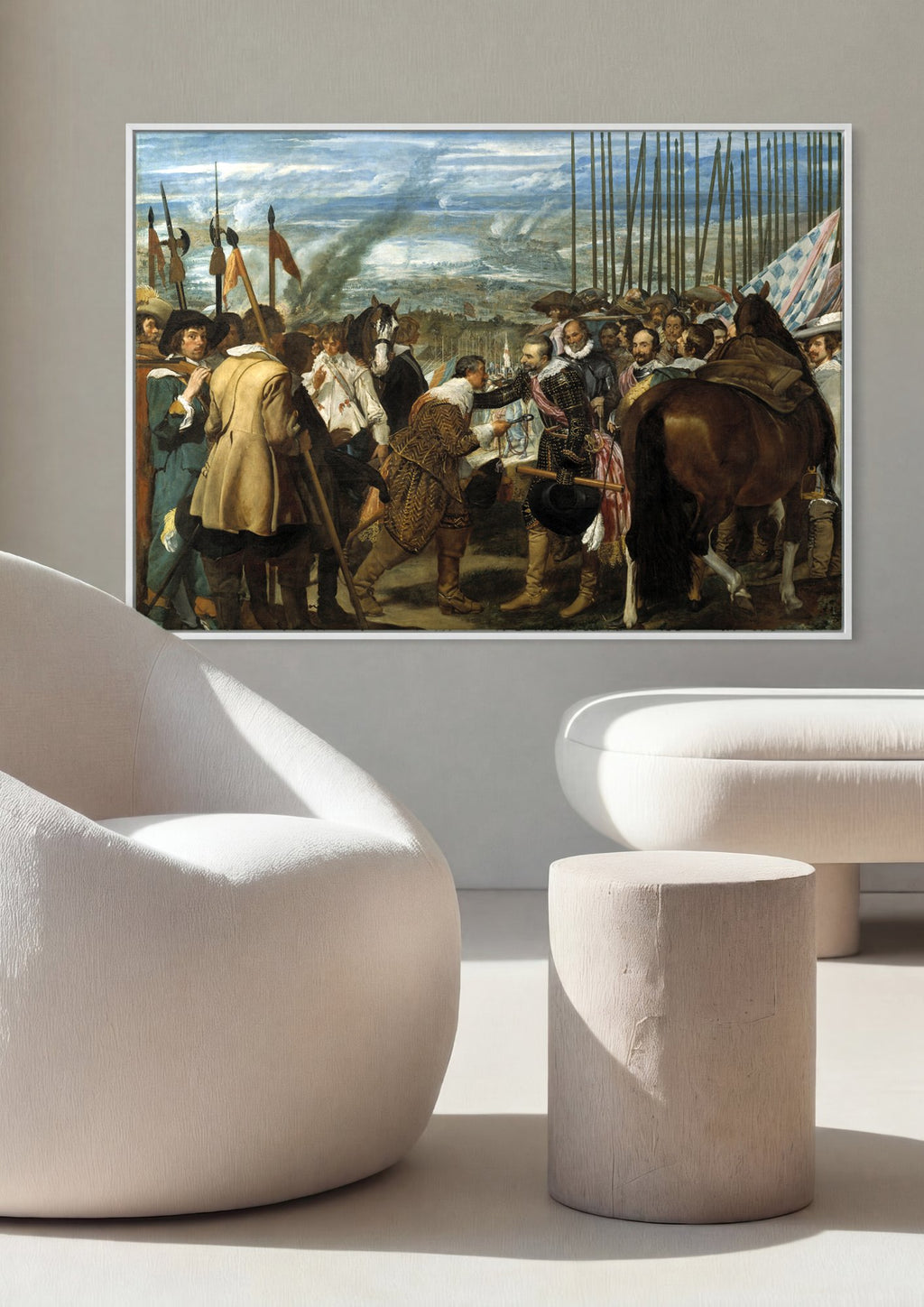 Quadro Decorativo A Rendição de Breda - Velázquez em ambiente decorado