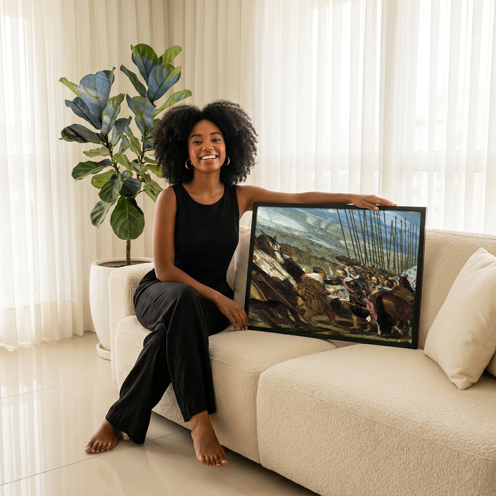 Quadro Decorativo A Rendição de Breda - Velázquez com modelo em ambiente