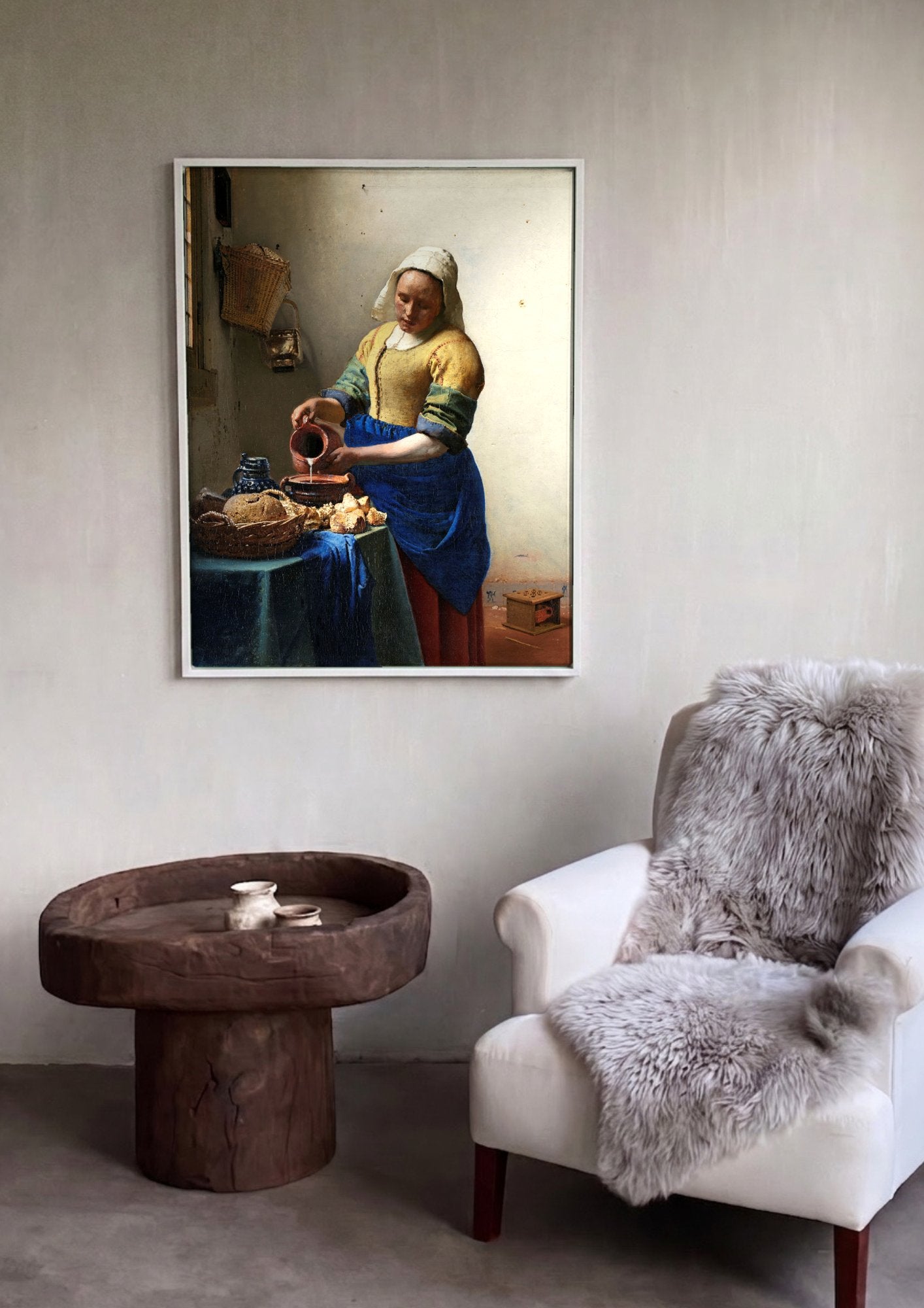 Quadro Decorativo A Leiteira - Johannes Vermeer em ambiente decorado