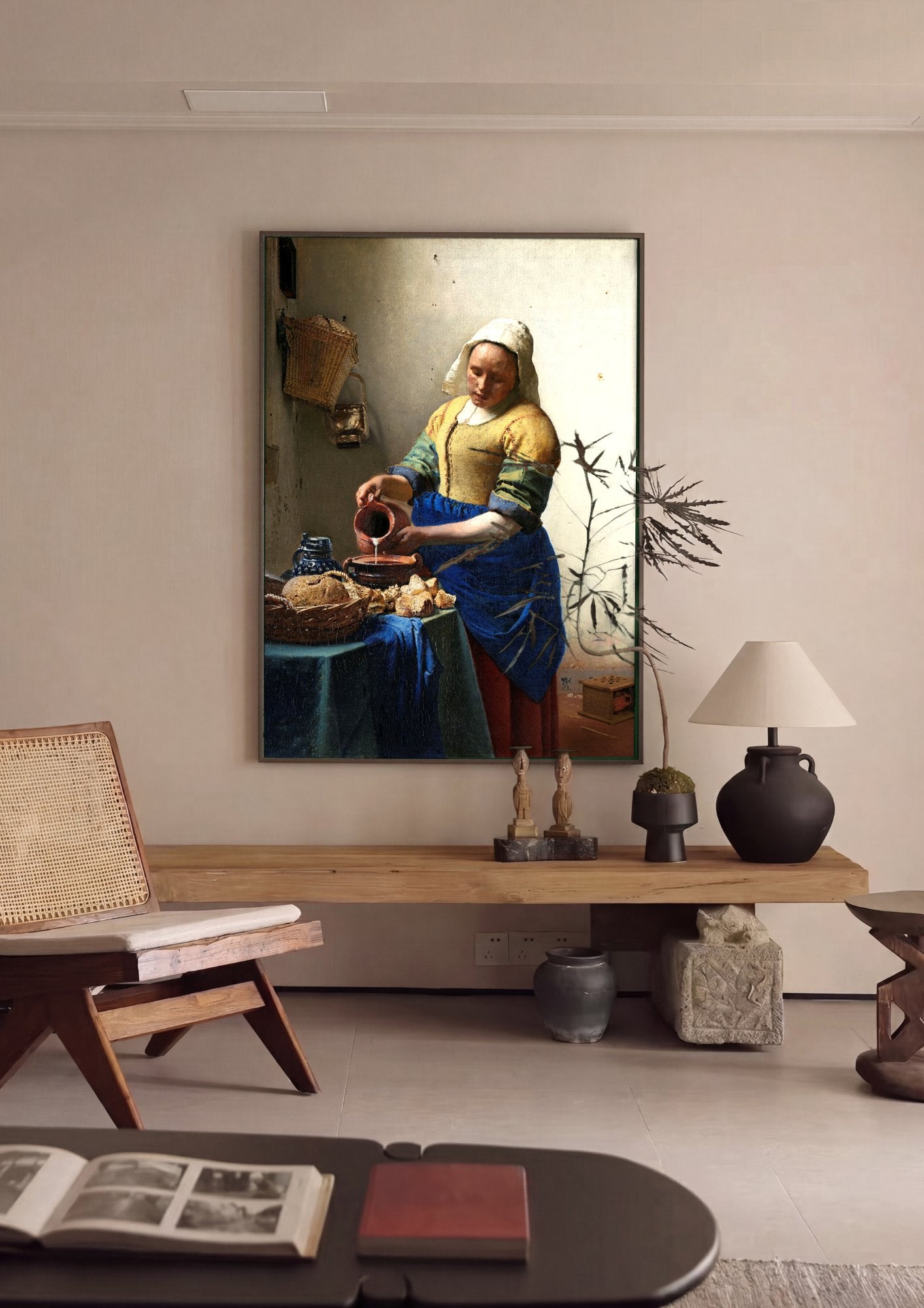 Quadro Decorativo A Leiteira - Johannes Vermeer em ambiente decorado