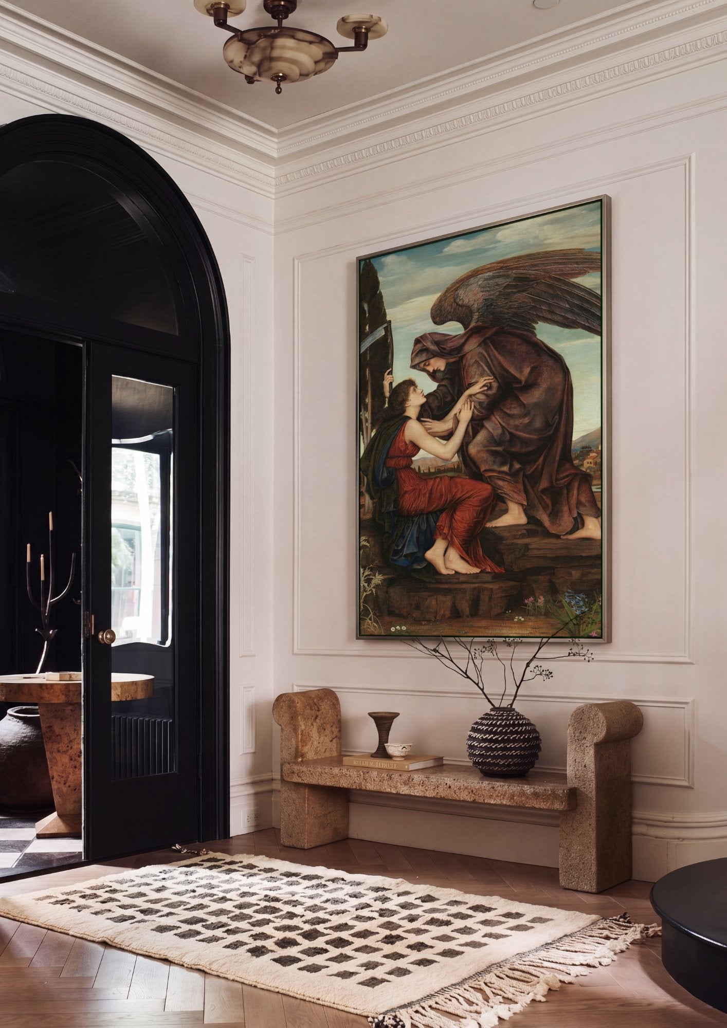 Quadro Decorativo 'Morte e a Donzela' - Evelyn De Morgan em ambiente decorado