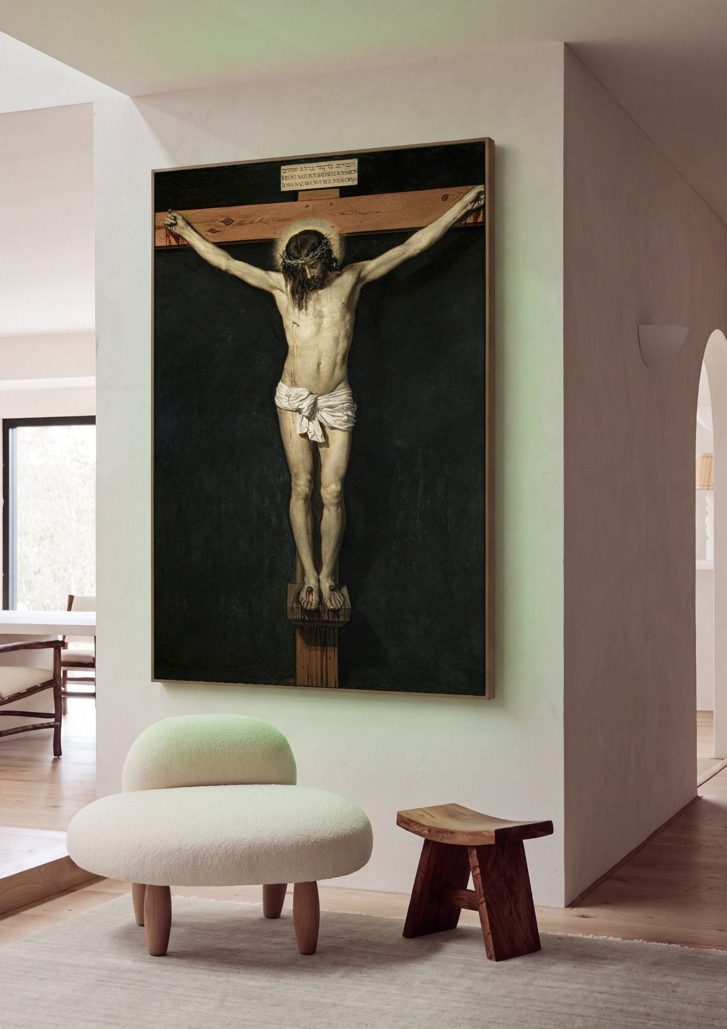 Quadro Decorativo Cristo Crucificado - Velázquez em ambiente decorado