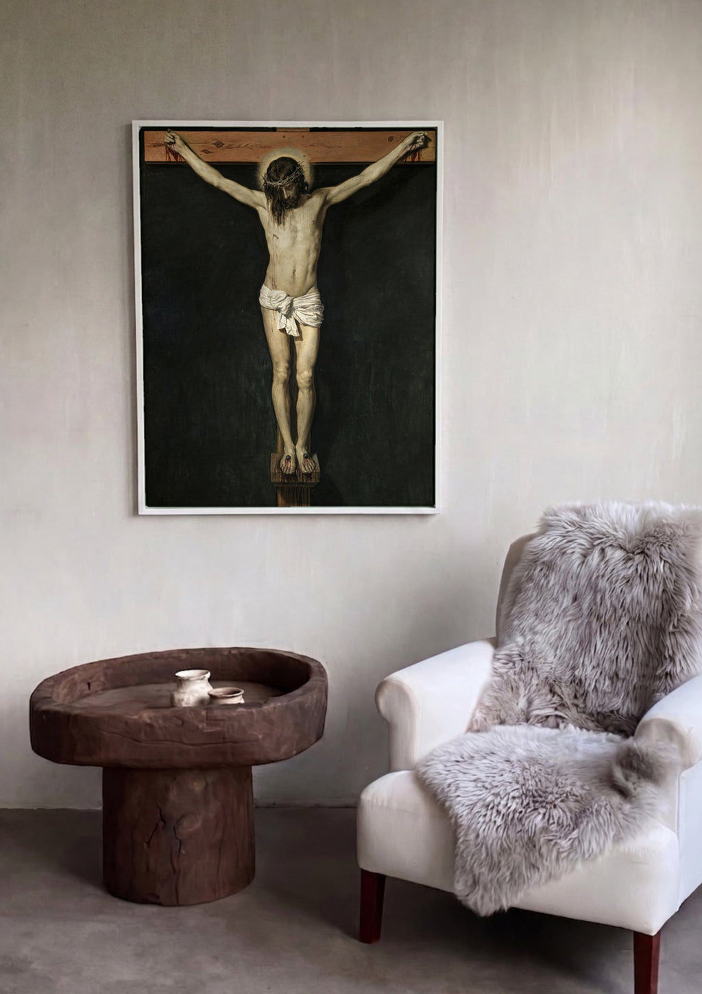 Quadro Decorativo Cristo Crucificado - Velázquez em ambiente decorado