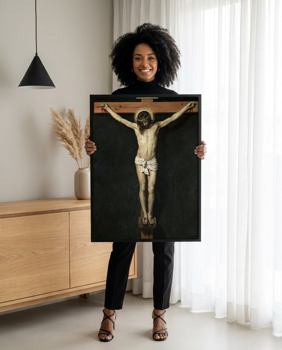 Quadro Decorativo Cristo Crucificado - Velázquez com modelo em ambiente