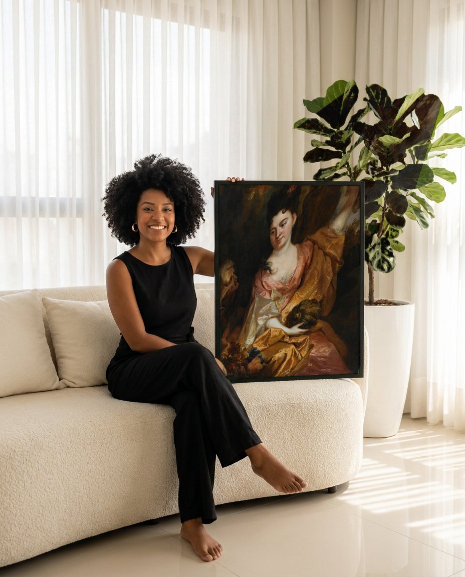 Quadro Decorativo A Mulher Jovem e a Velha - Nicolas de Largillière com modelo em ambiente