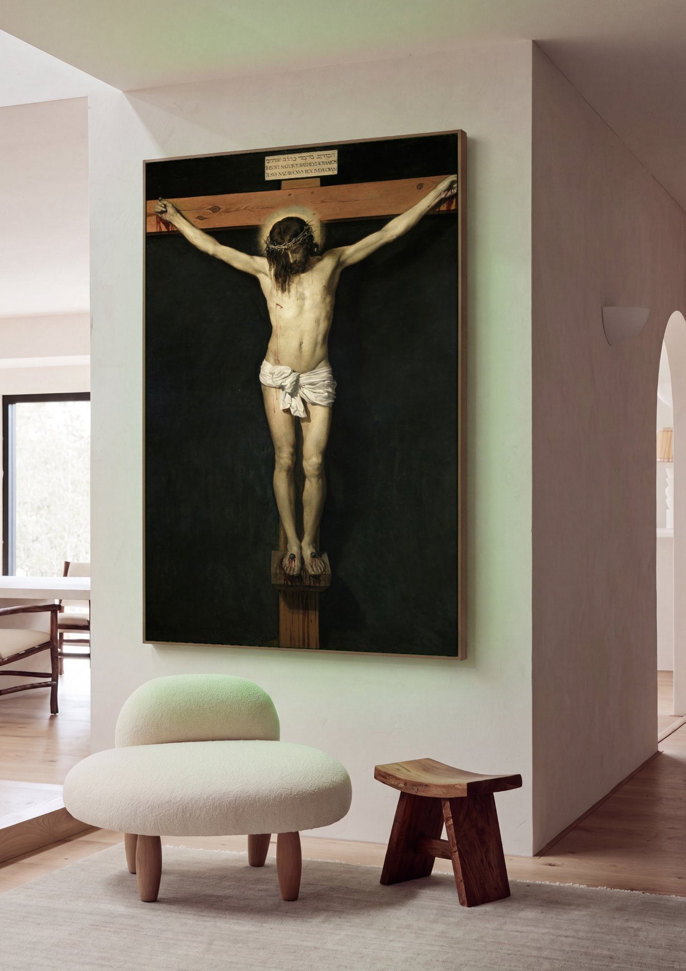 Quadro Decorativo Cristo Crucificado - Velázquez em ambiente decorado