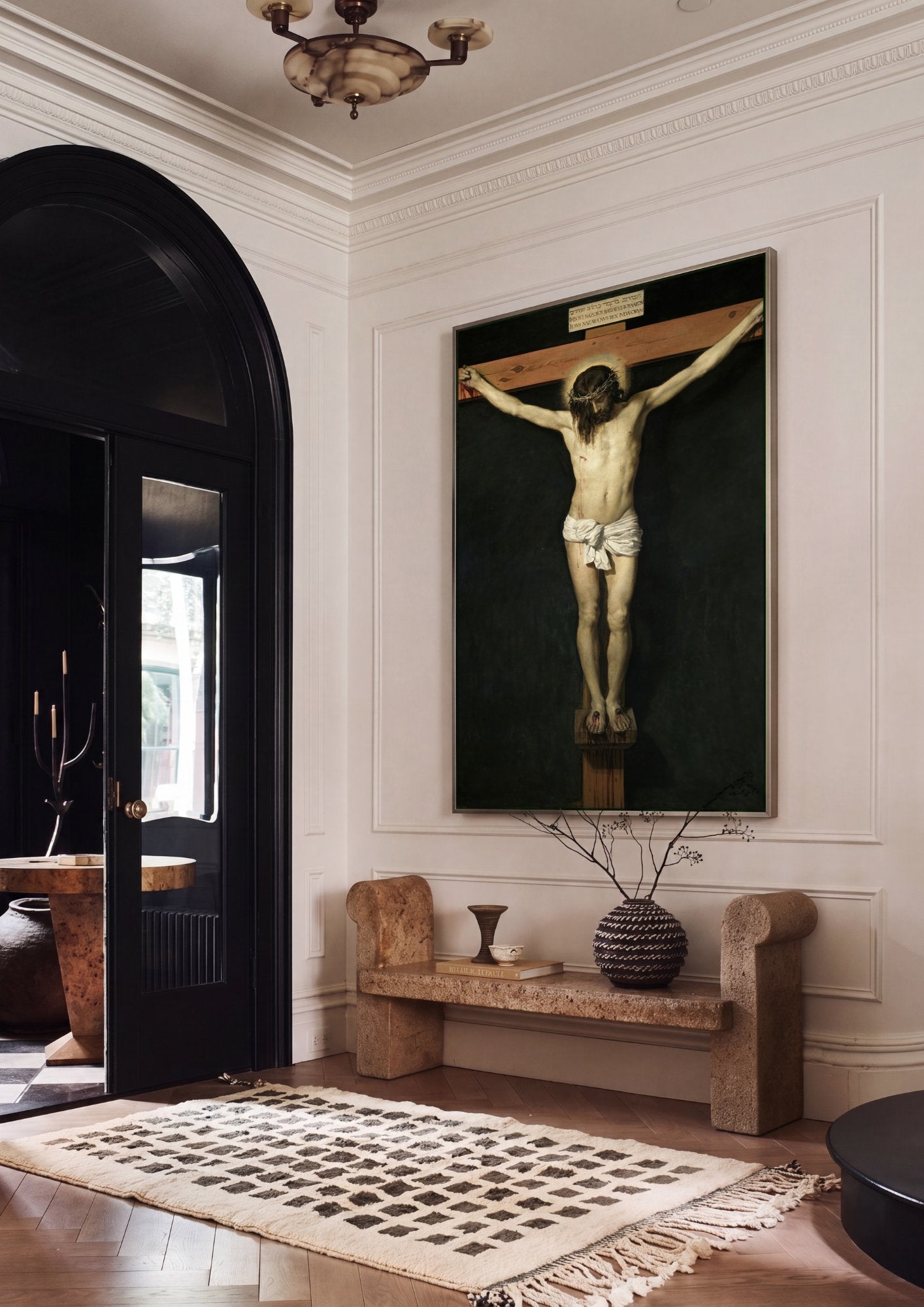 Quadro Decorativo Cristo Crucificado - Velázquez em ambiente decorado