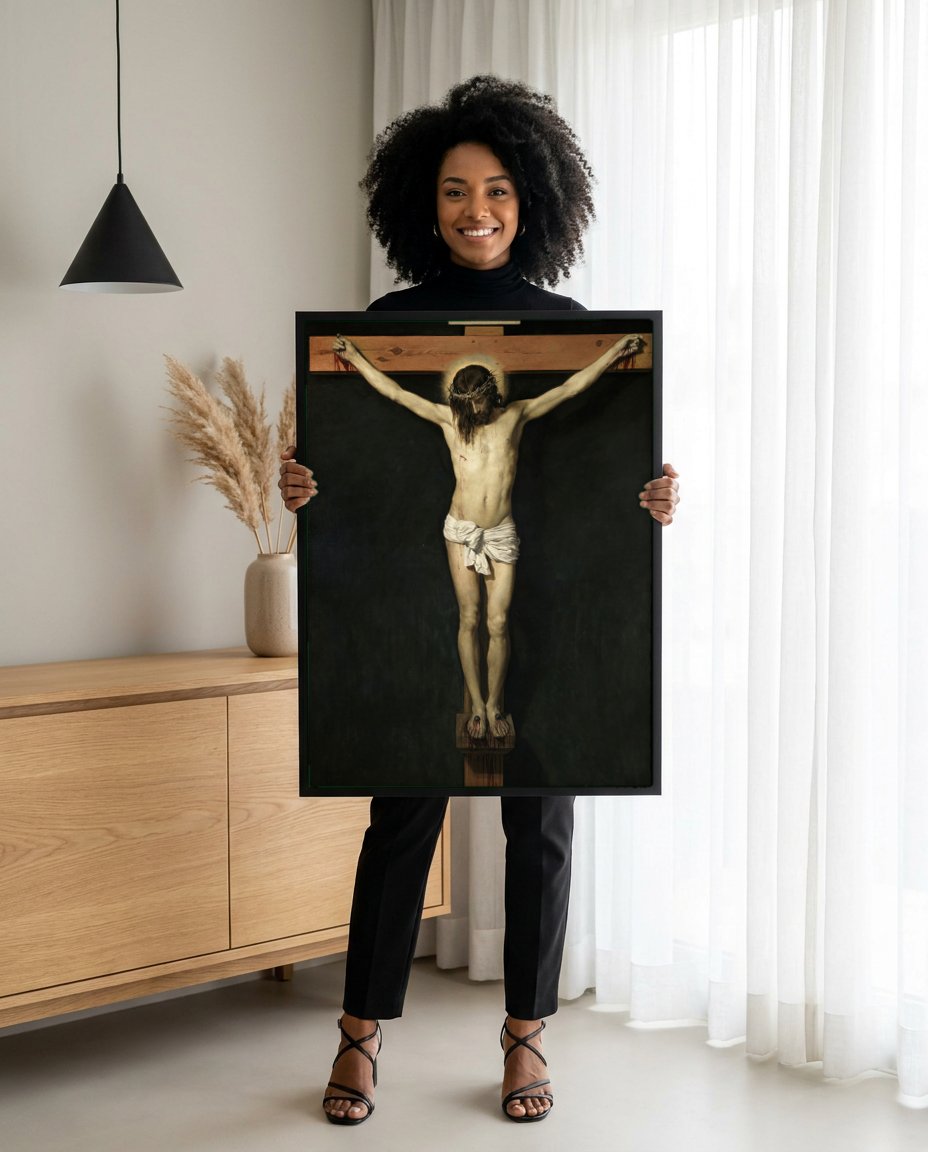 Quadro Decorativo Cristo Crucificado - Velázquez com modelo em ambiente