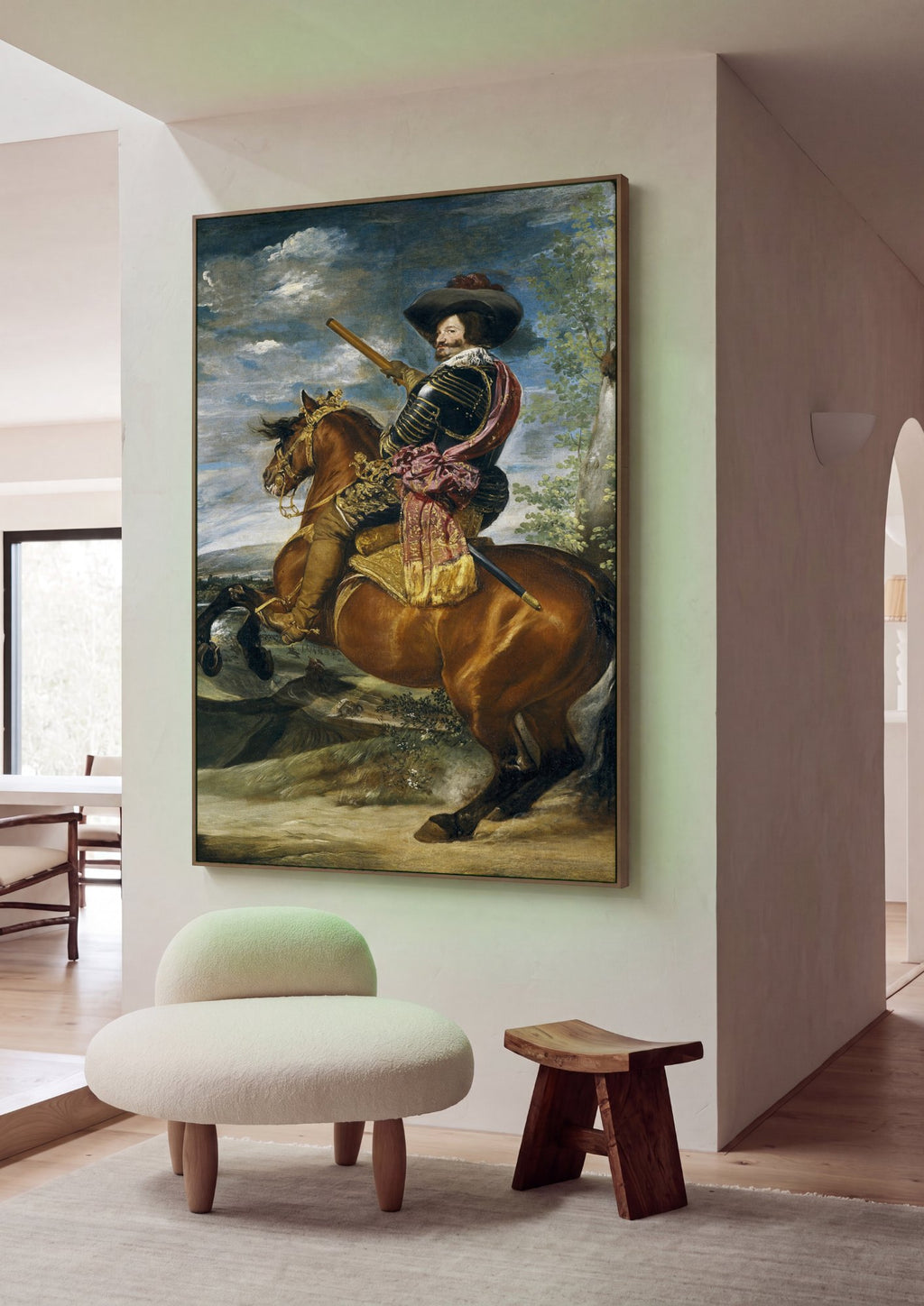 Quadro Decorativo Filipe IV a Cavalo - Velázquez em ambiente decorado