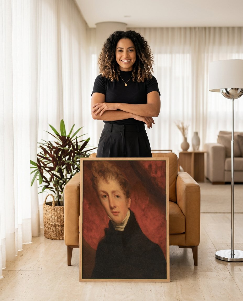Quadro Decorativo Retrato de Homem Jovem - John Hoppner com modelo em ambiente