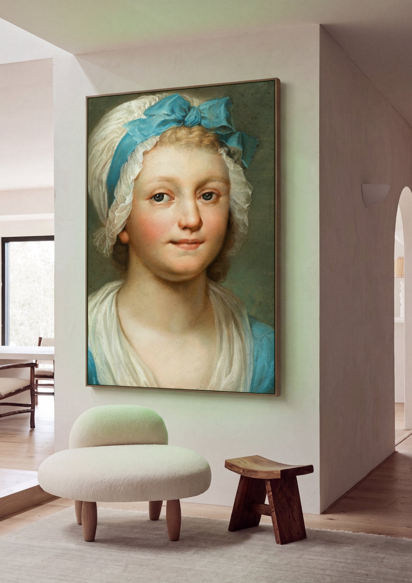 Quadro Decorativo Retrato Feminino Jovem - Anton Raphael Mengs em ambiente decorado