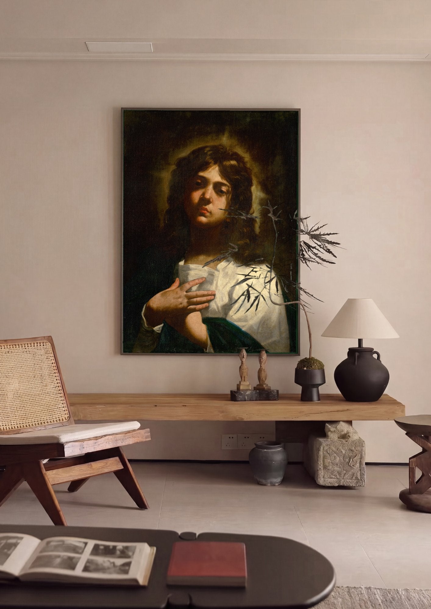Quadro Decorativo 'São João Batista Jovem' - Caravaggio em ambiente decorado