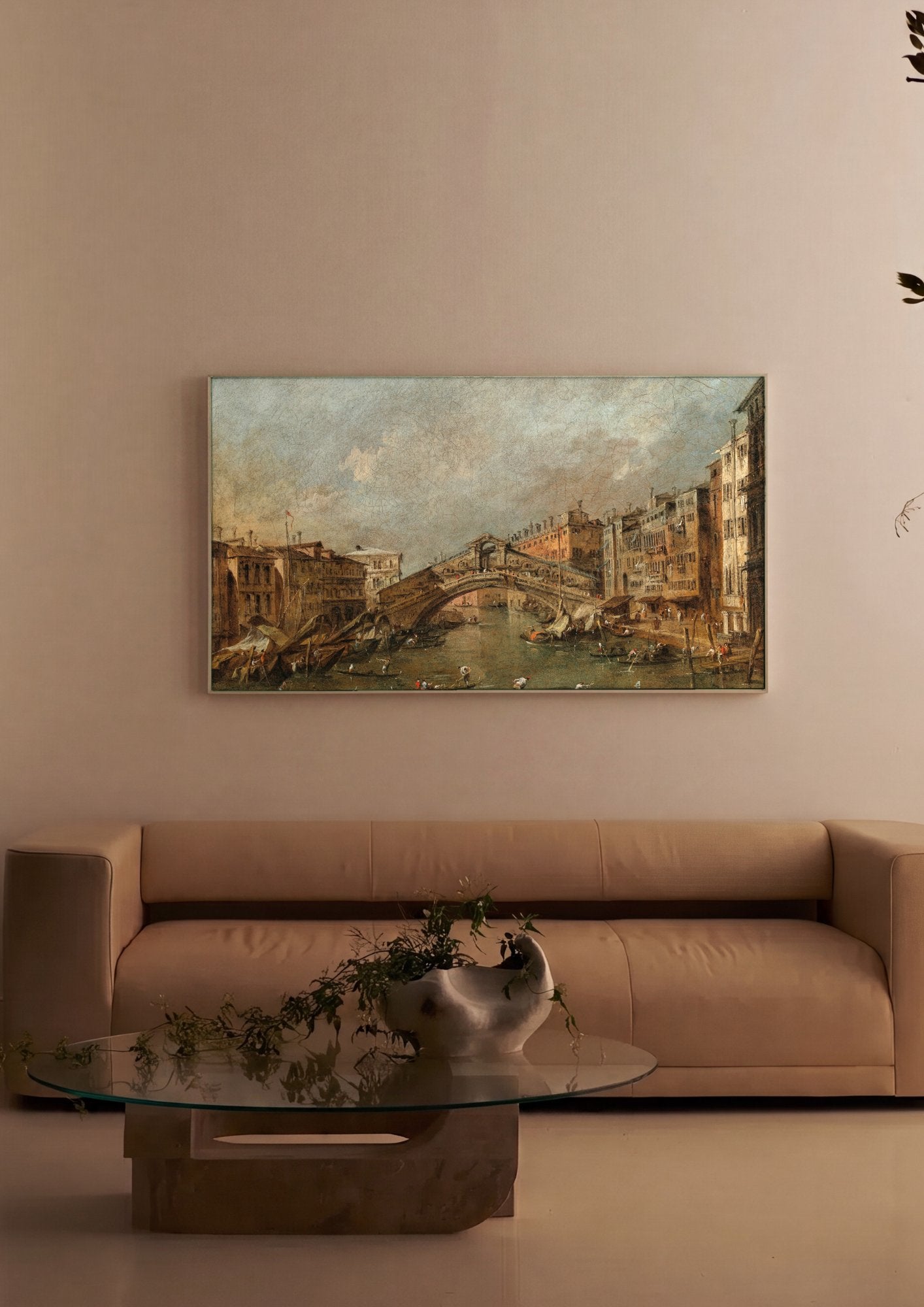 Quadro Decorativo Ponte de Rialto em Veneza - Guardi em ambiente decorado