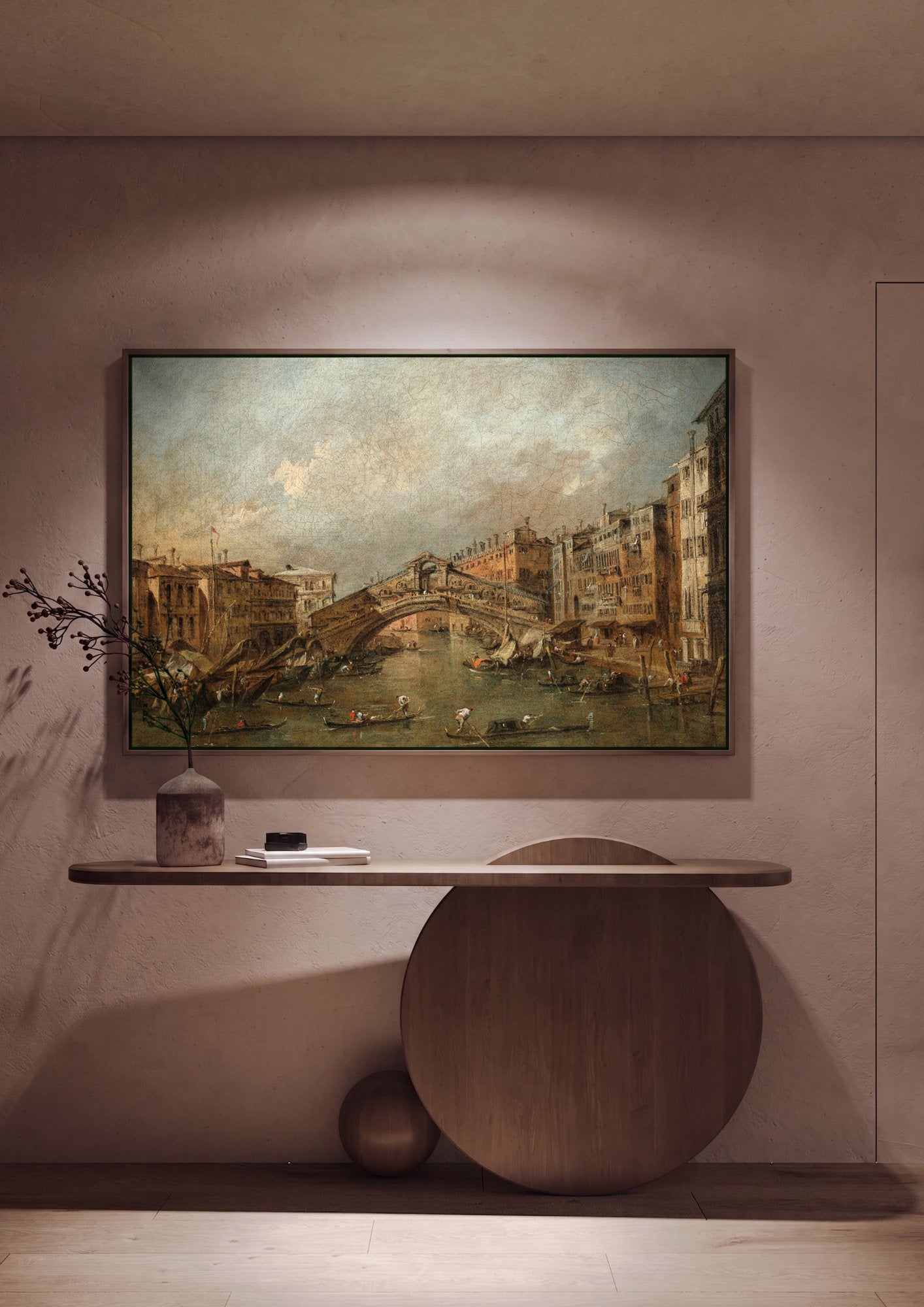 Quadro Decorativo Ponte de Rialto em Veneza - Guardi em ambiente decorado