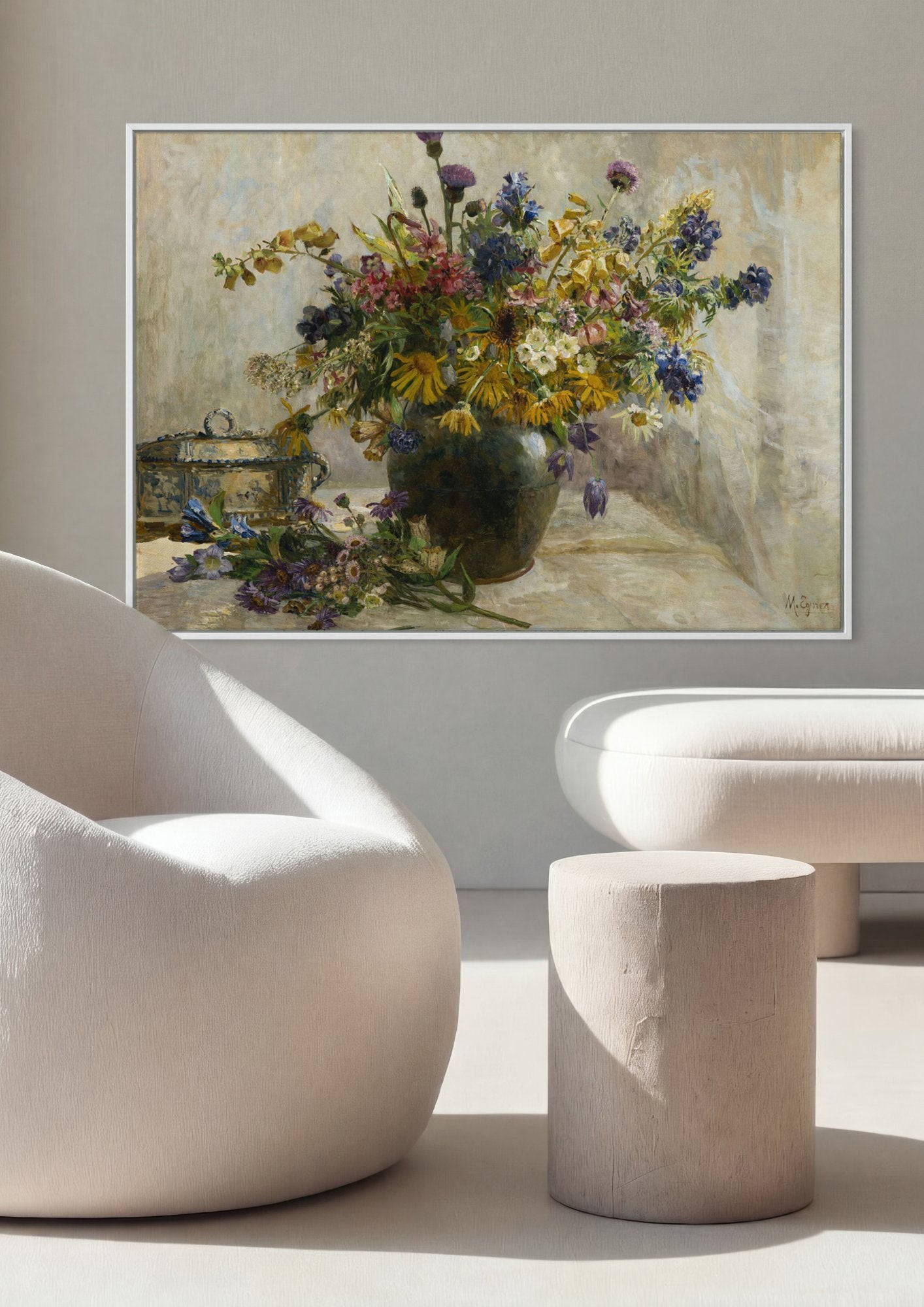 Quadro Decorativo Cesto de Flores Silvestres - Marie Egner em ambiente decorado
