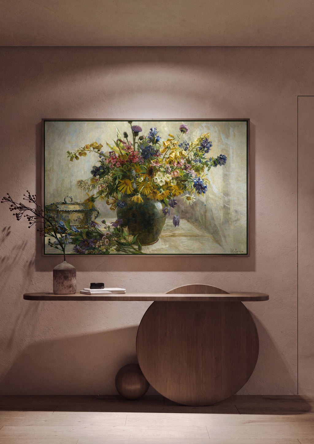 Quadro Decorativo Cesto de Flores Silvestres - Marie Egner em ambiente decorado