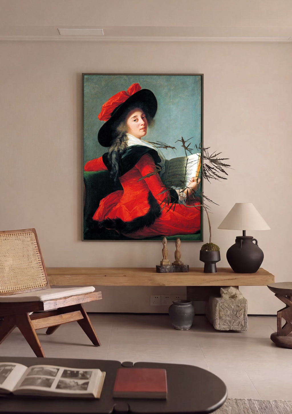 Quadro Decorativo A Cantora - Elisabeth Vigée Le Brun em ambiente decorado