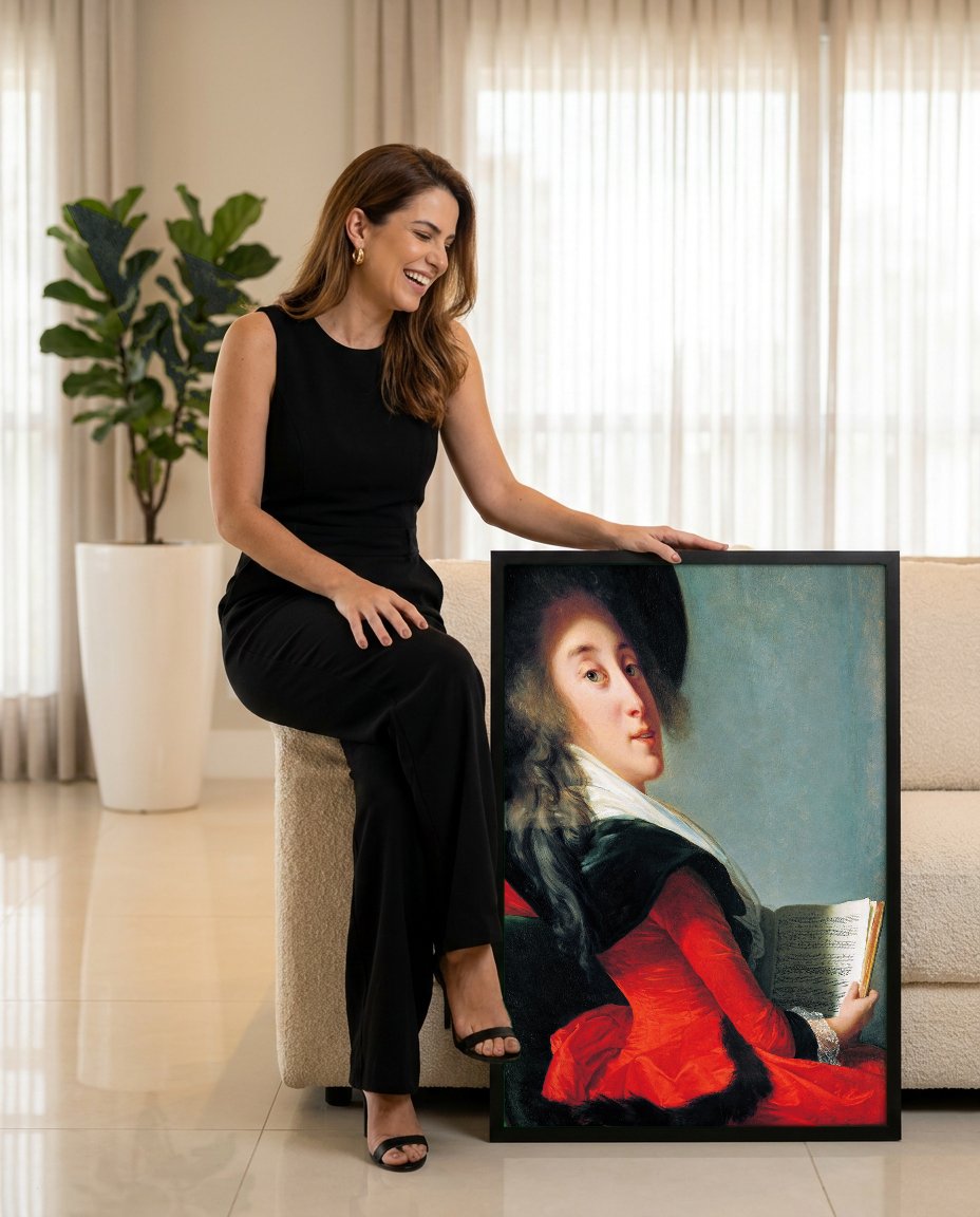 Quadro Decorativo A Cantora - Elisabeth Vigée Le Brun com modelo em ambiente