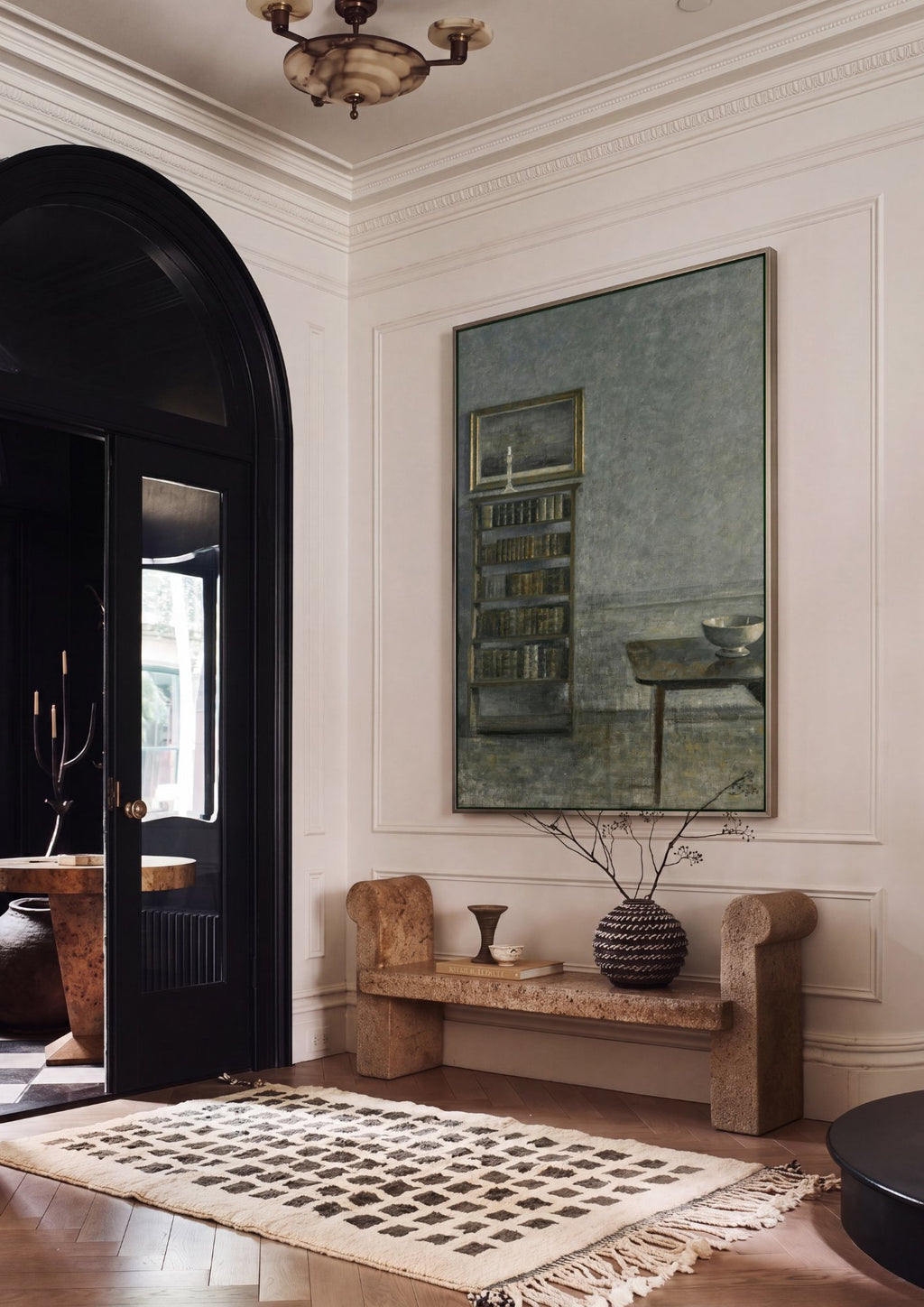 Quadro Decorativo Interior Silencioso - Vilhelm Hammershøi em ambiente decorado