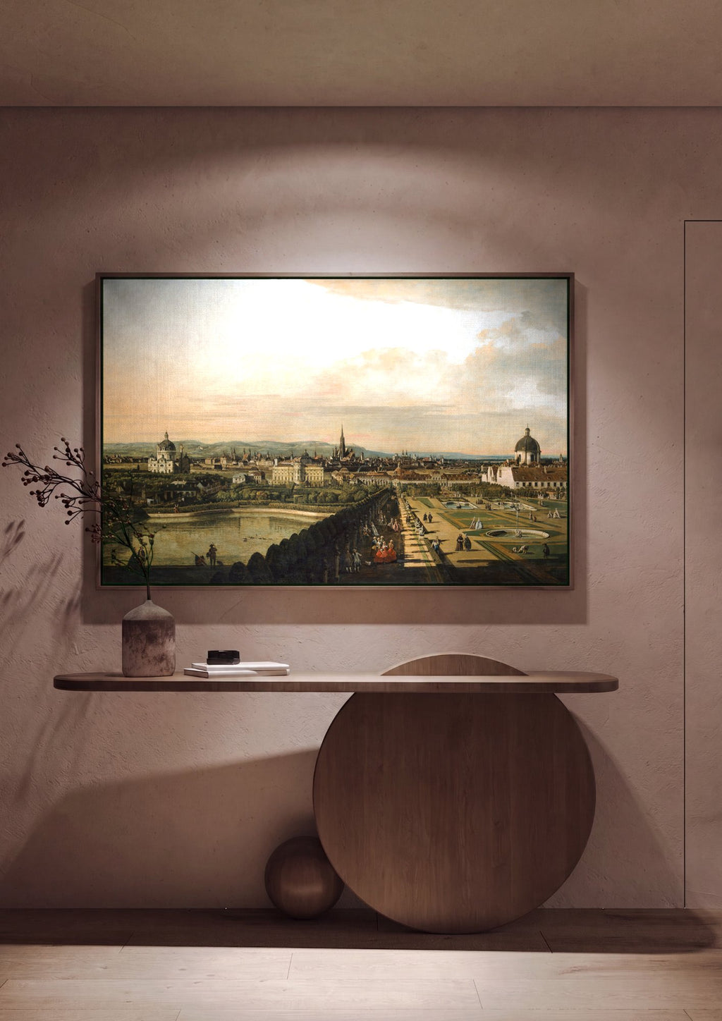 Quadro Decorativo Vista Panorâmica de Viena - Canaletto em ambiente decorado