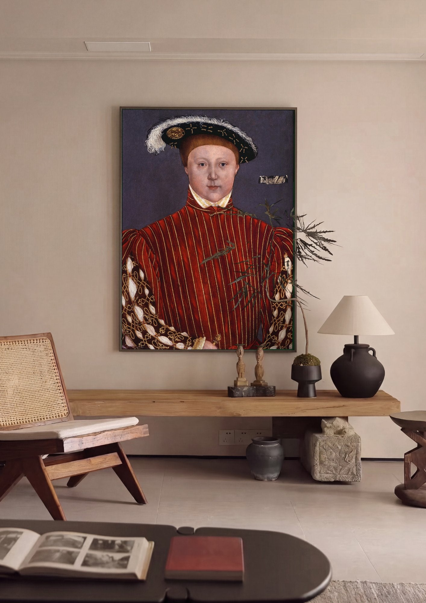 Quadro Decorativo Retrato de Eduardo VI Criança - Hans Holbein em ambiente decorado
