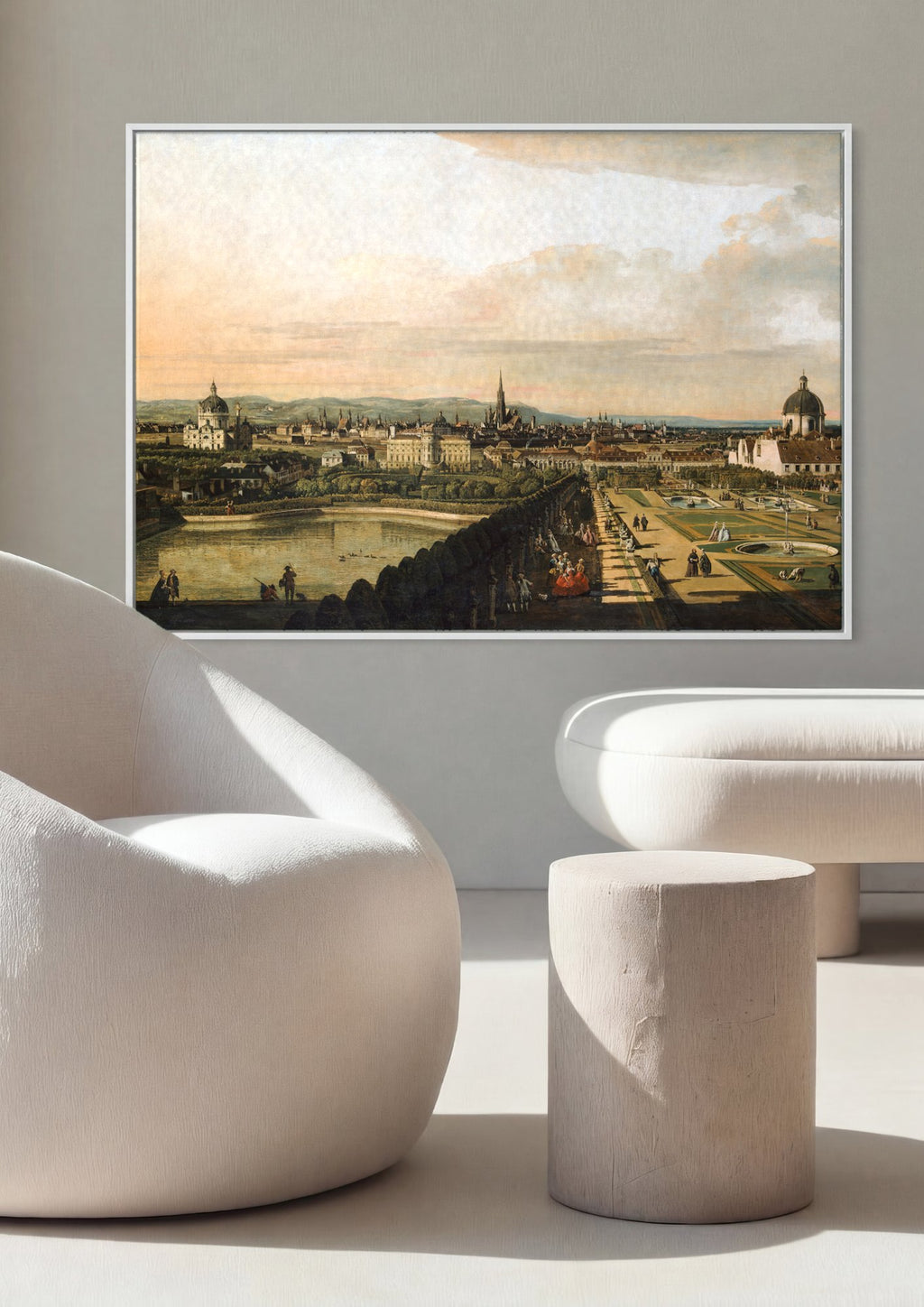 Quadro Decorativo Vista Panorâmica de Viena - Canaletto em ambiente decorado