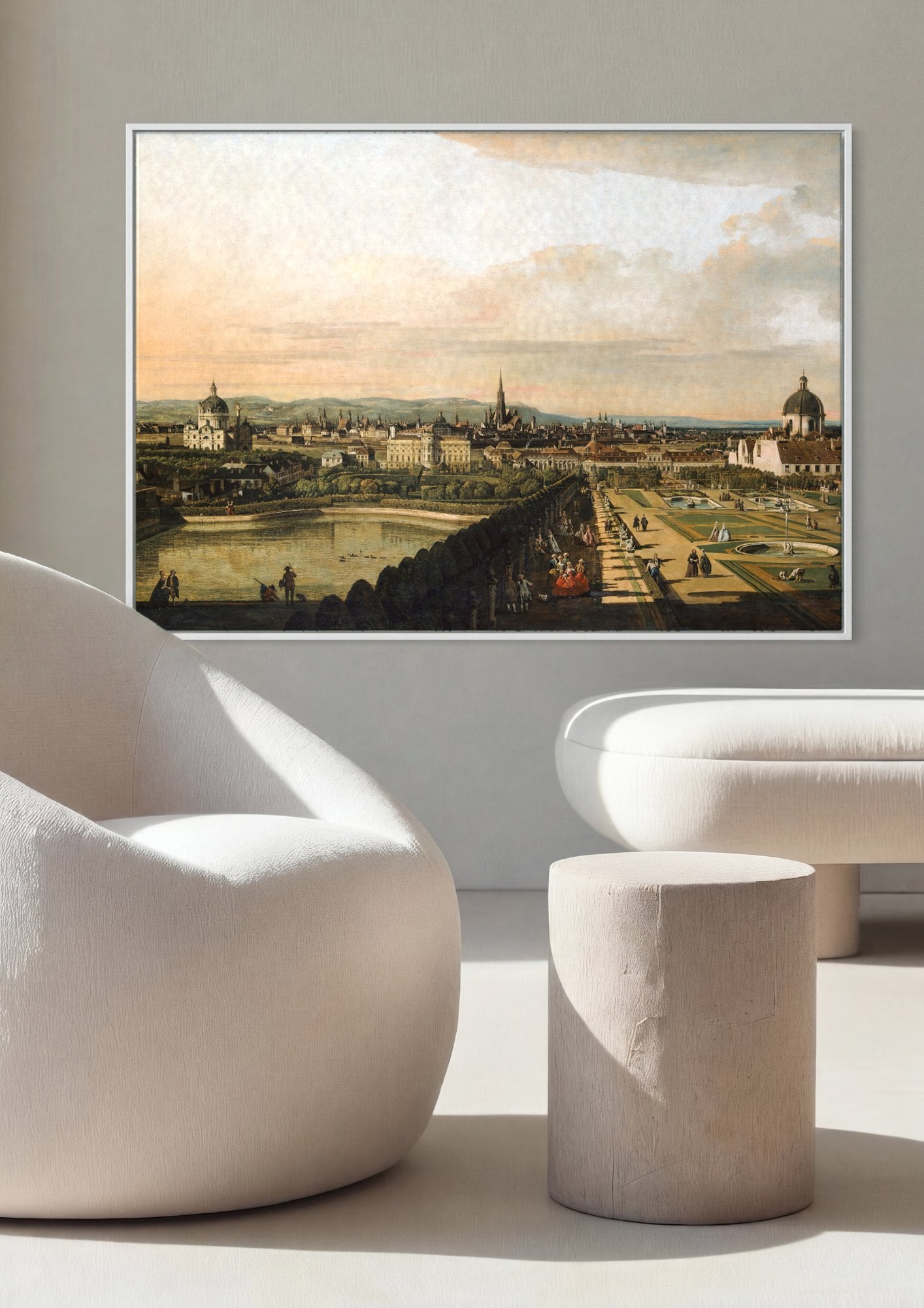 Quadro Decorativo Vista Panorâmica de Viena - Canaletto em ambiente decorado