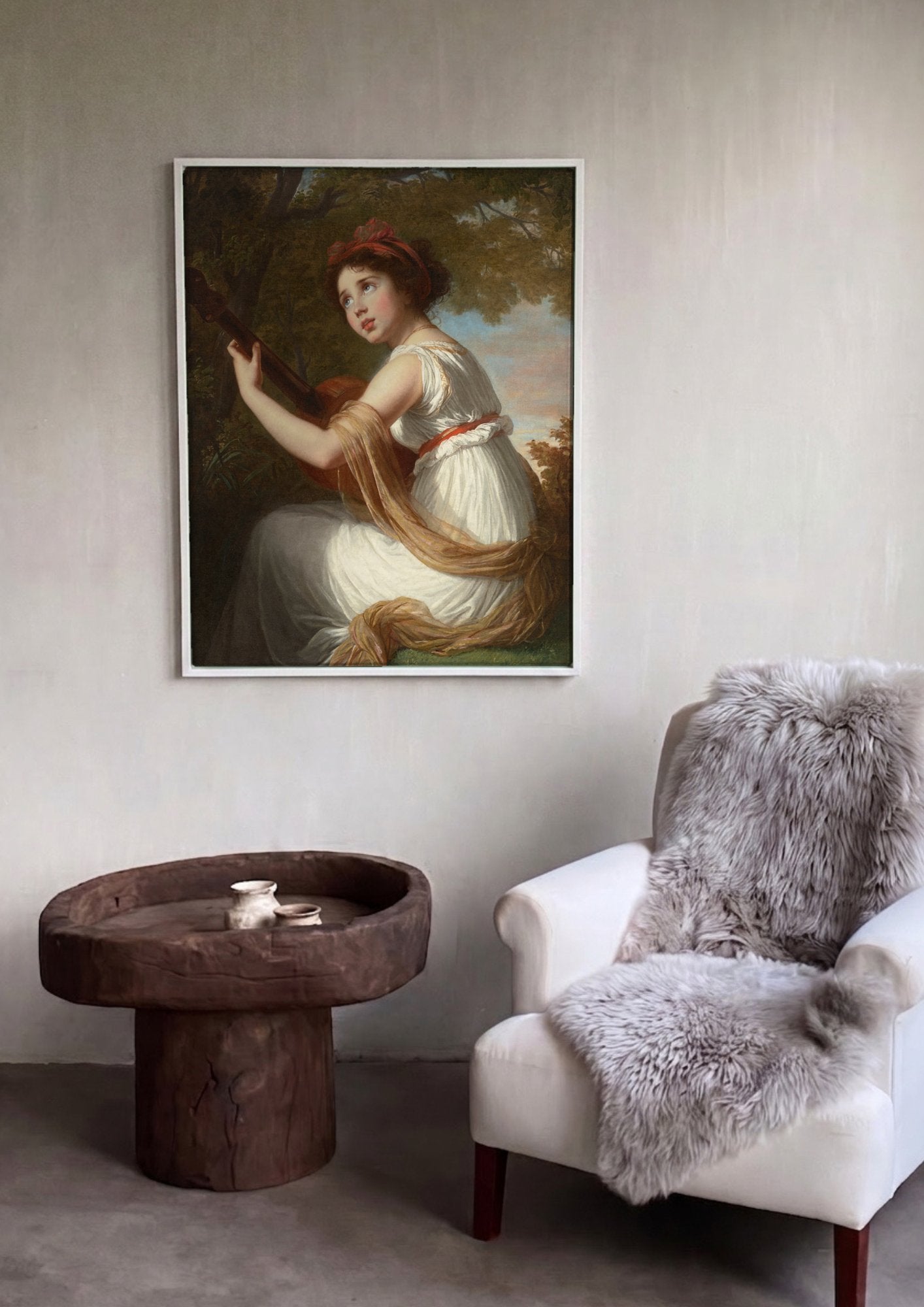 Quadro Decorativo A Jovem Guitarrista - Vigée Le Brun em ambiente decorado
