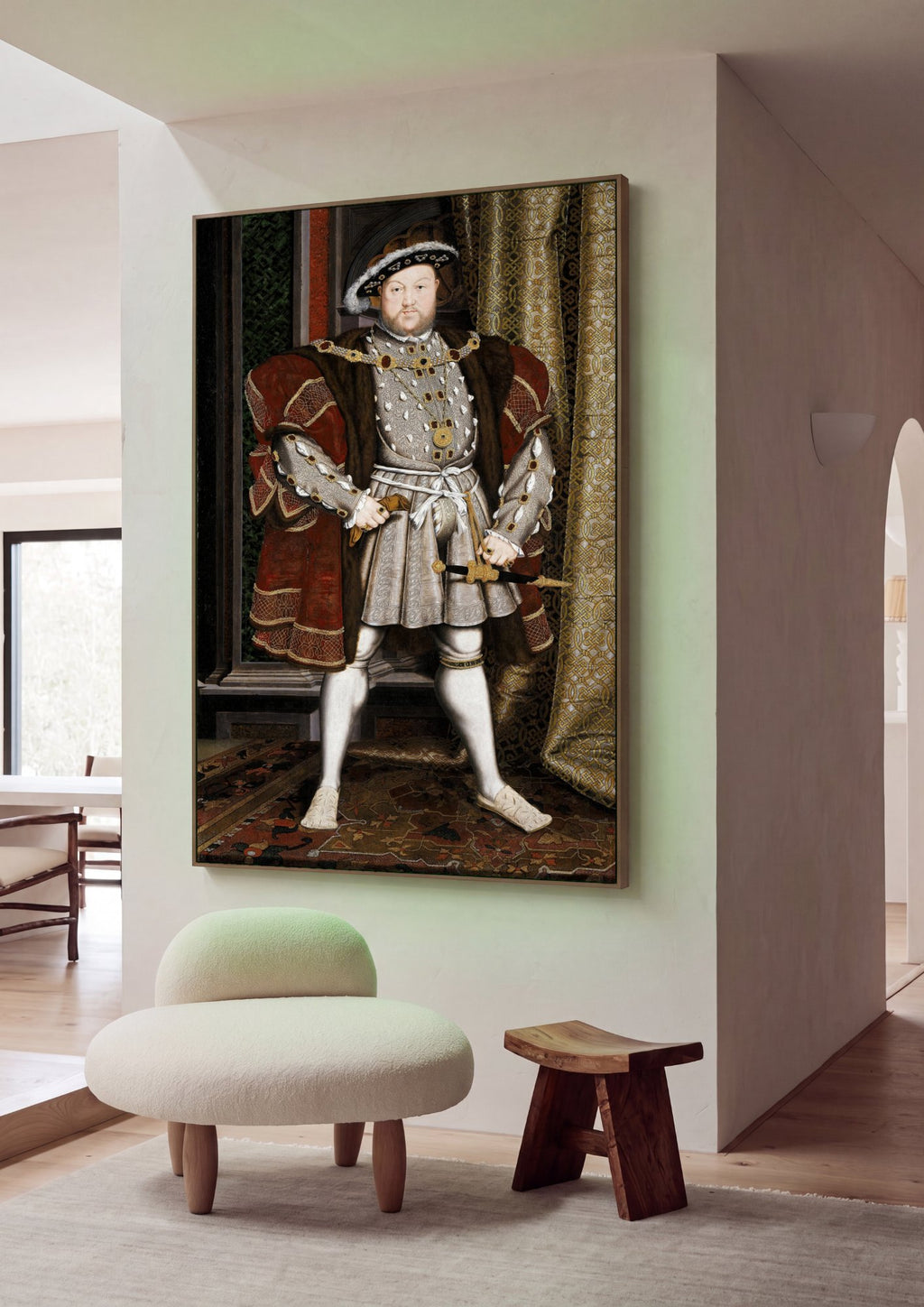 Quadro Decorativo Retrato de Henrique VIII - Hans Holbein em ambiente decorado